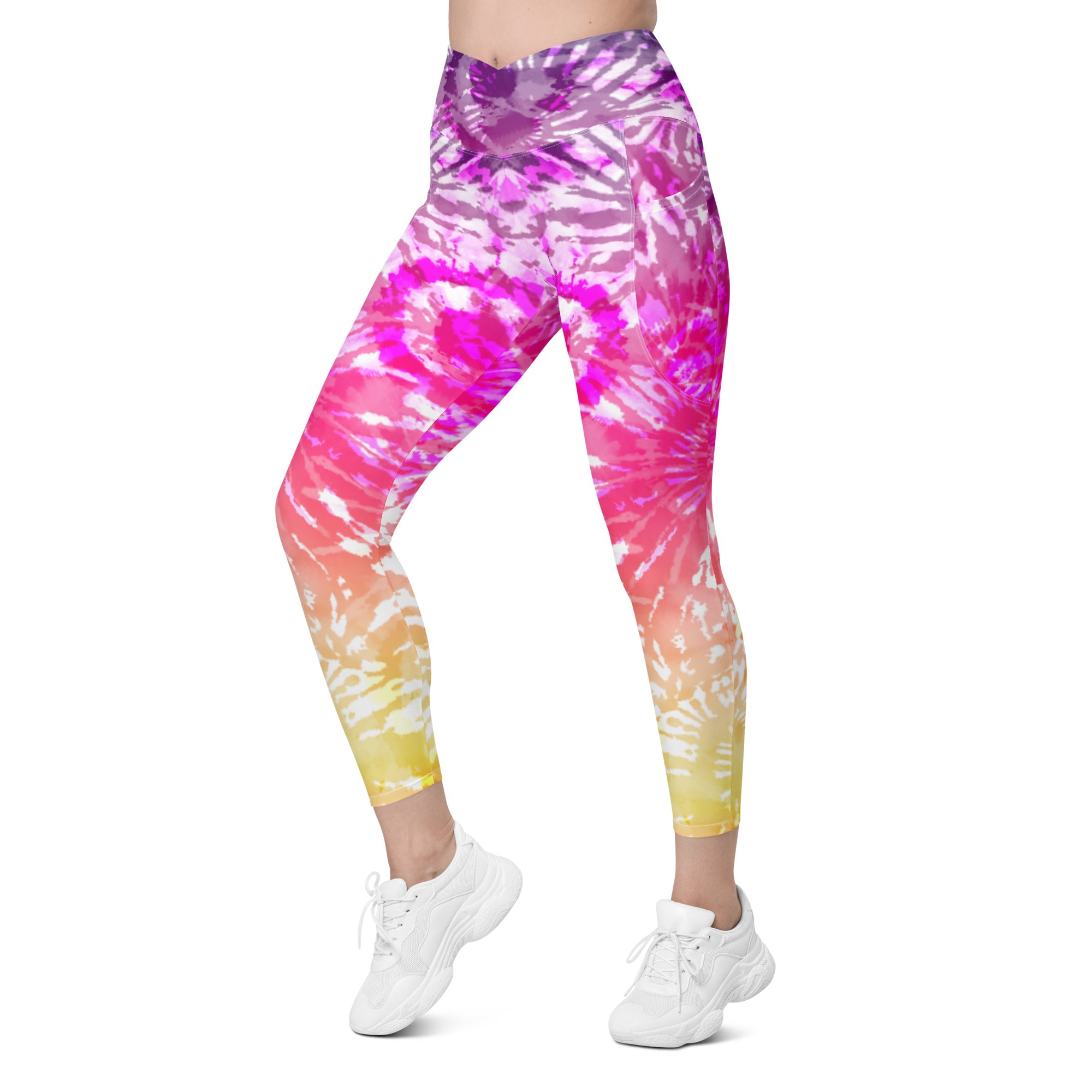 Crossover leggings with pockets Tie Dye Spirals