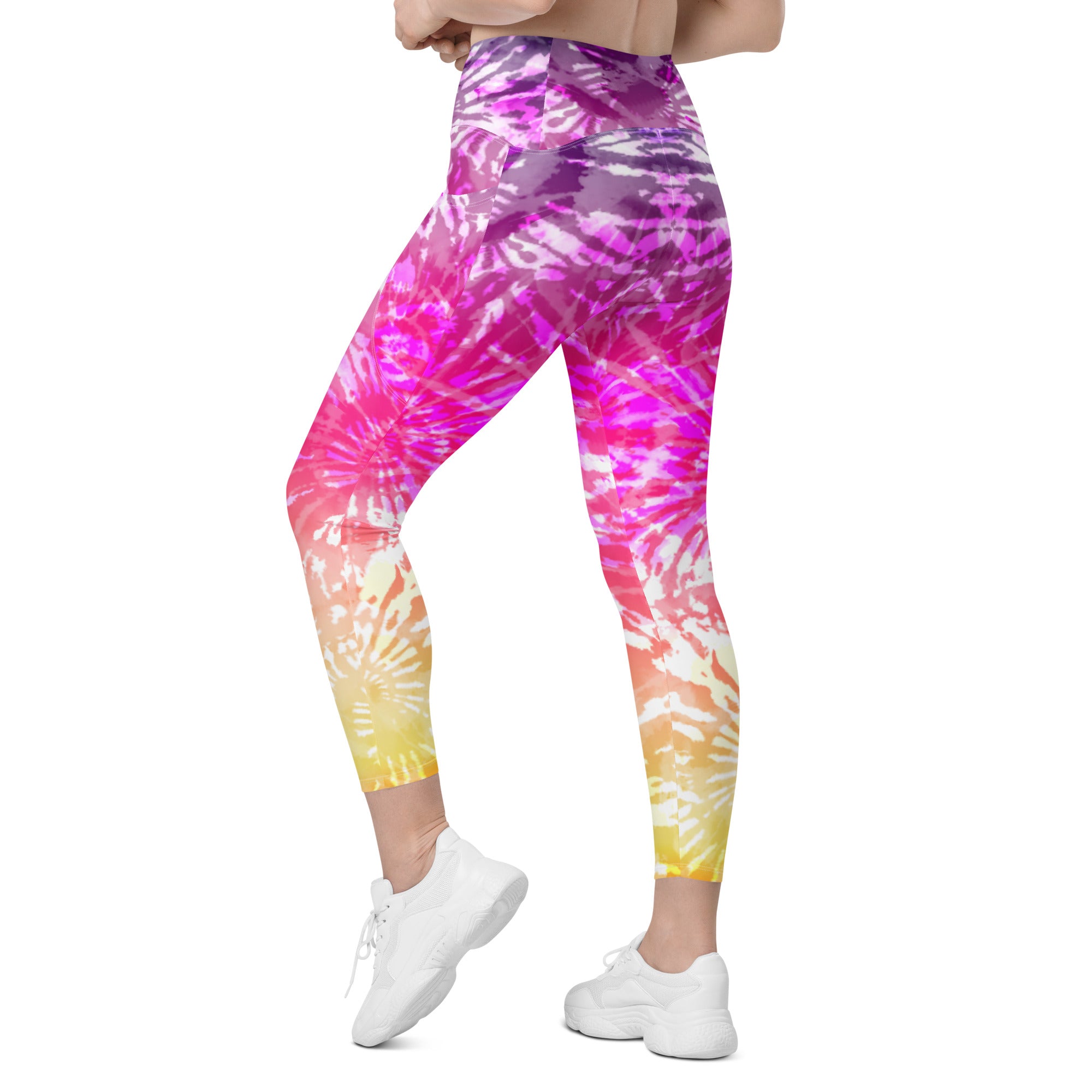 Crossover leggings with pockets Tie Dye Spirals