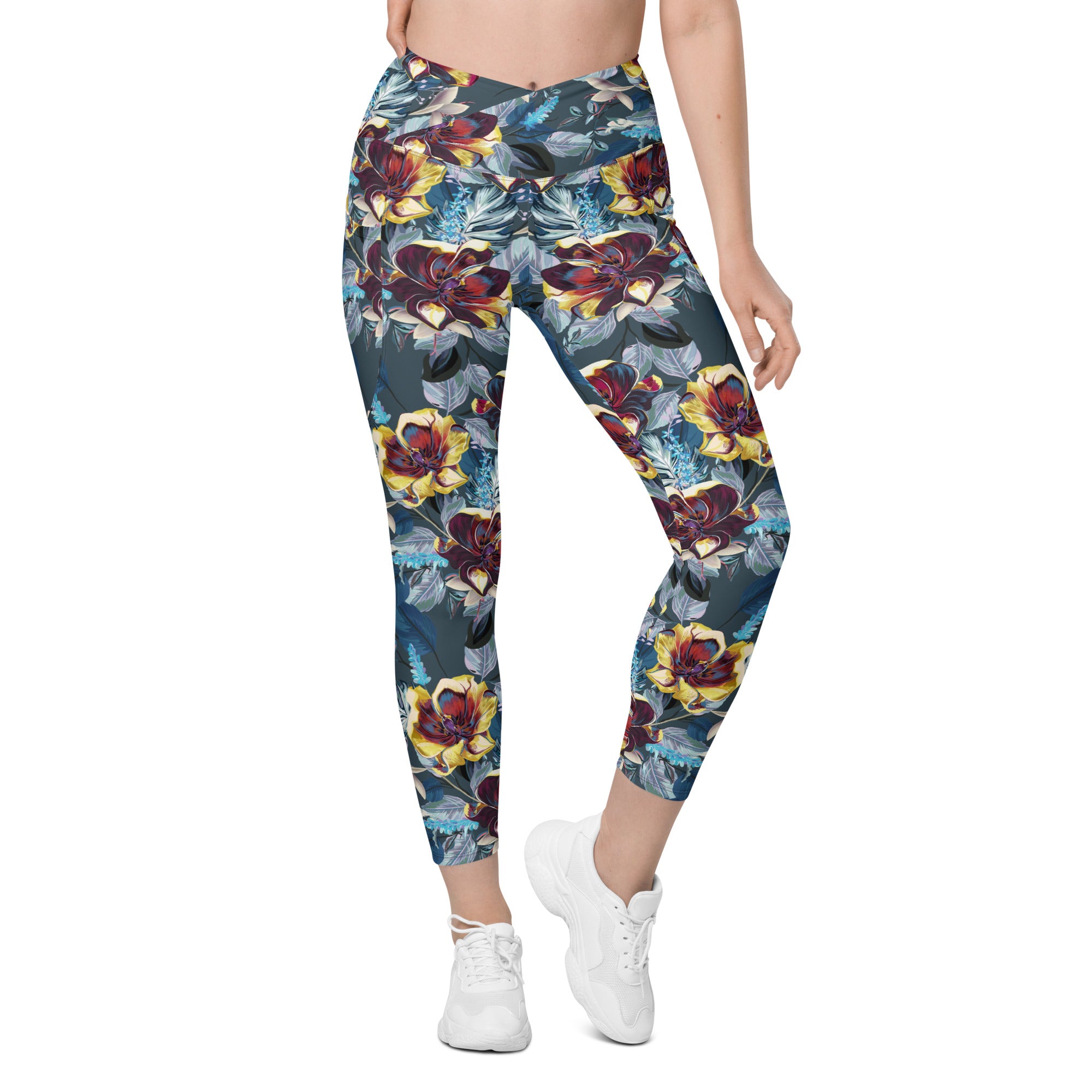 Crossover leggings with pockets Tulip Flowers