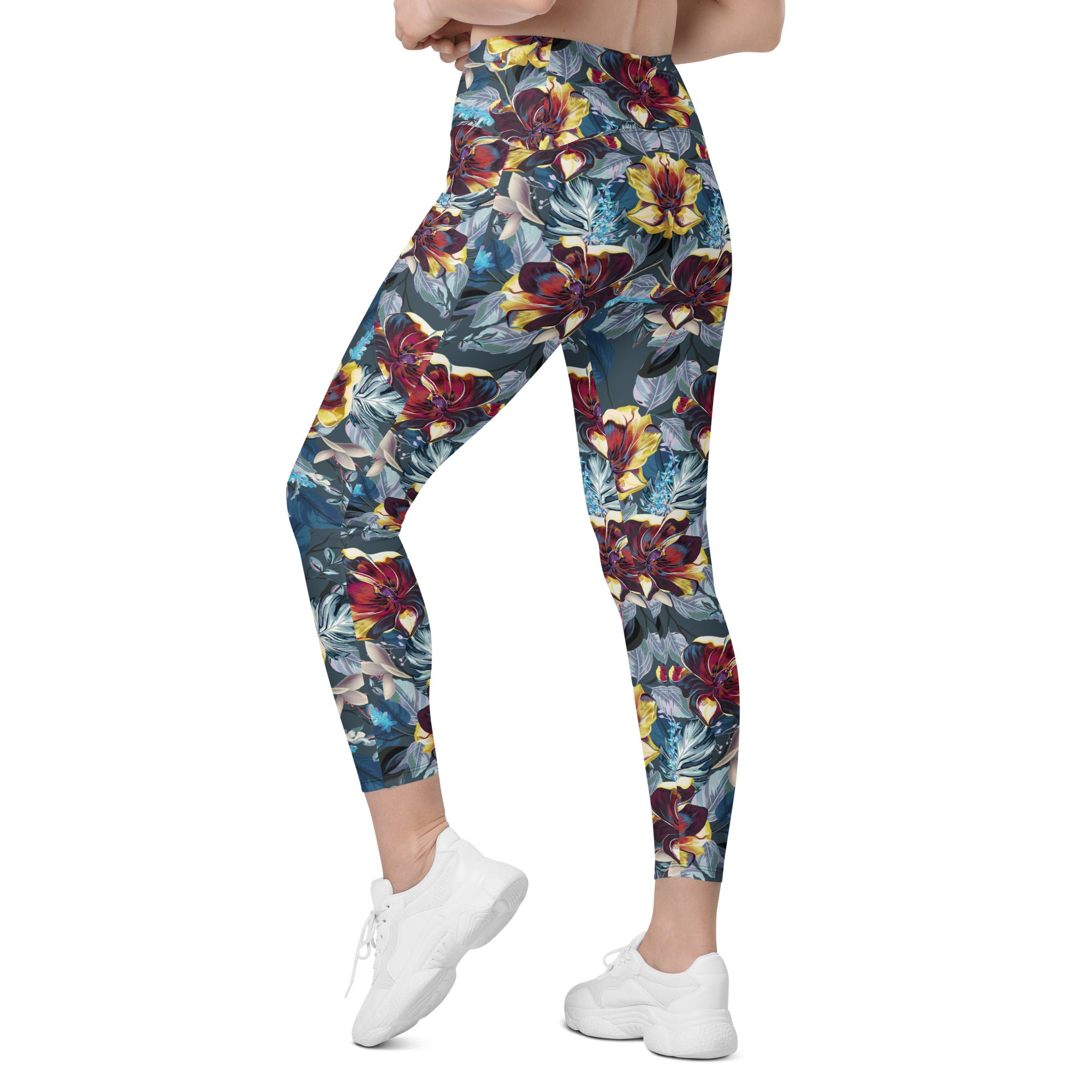 Crossover leggings with pockets Tulip Flowers