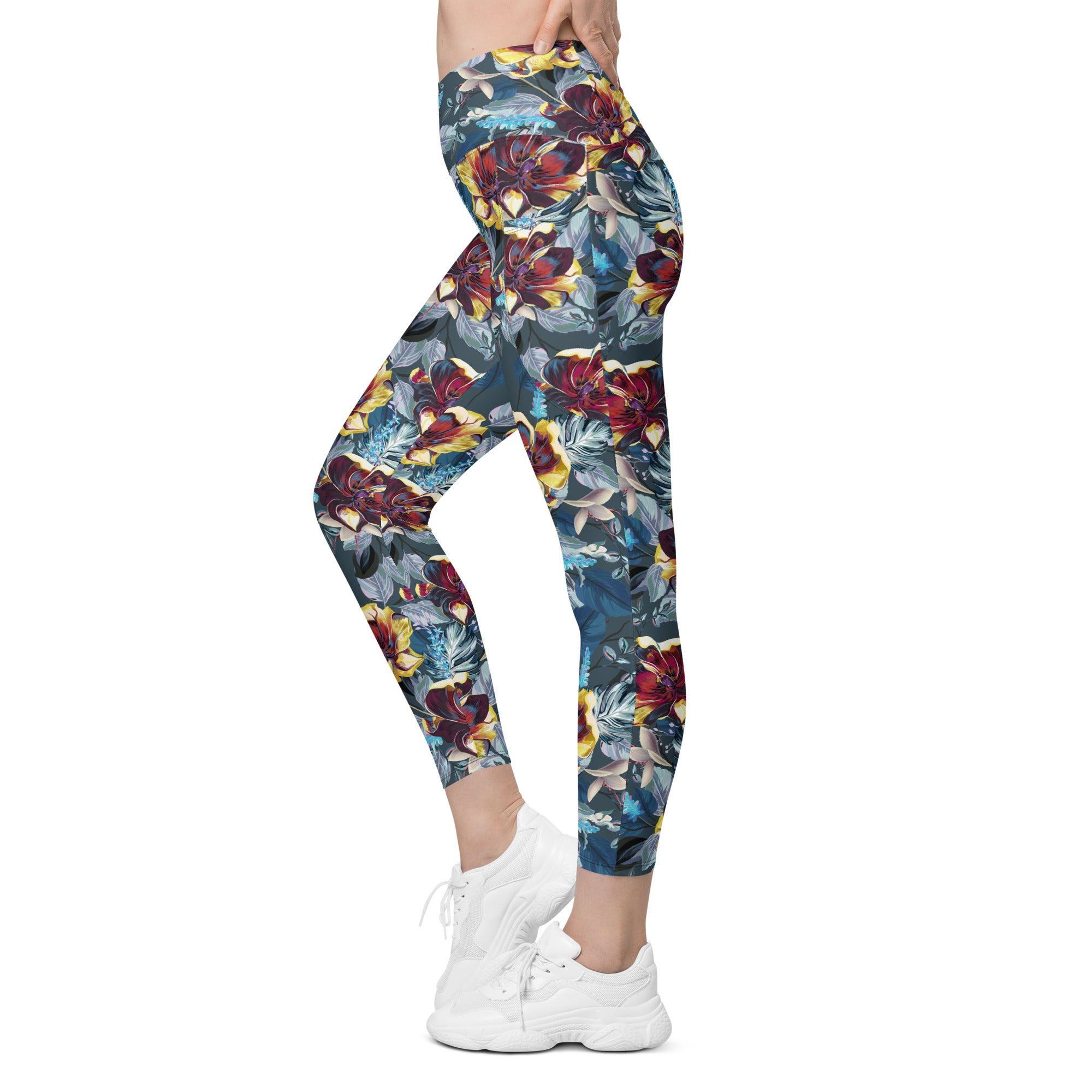 Crossover leggings with pockets Tulip Flowers