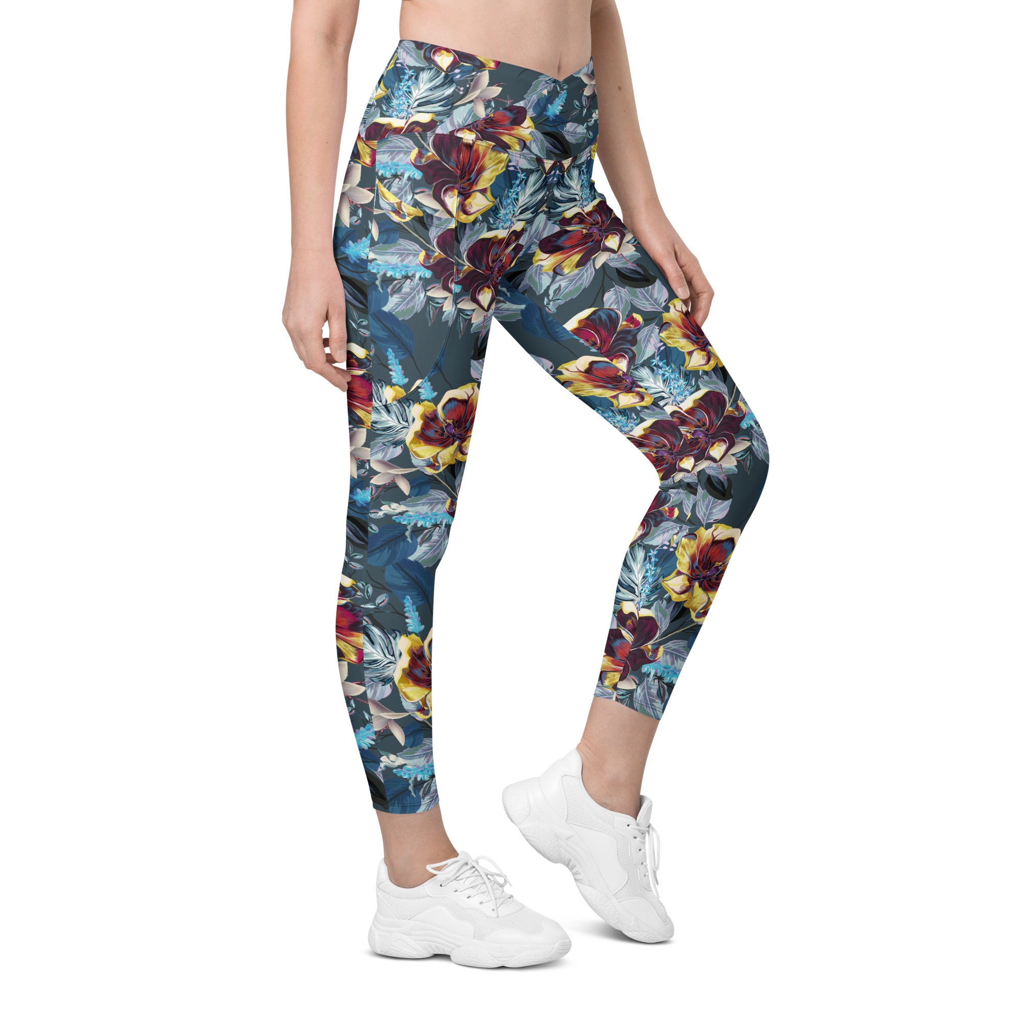 Crossover leggings with pockets Tulip Flowers