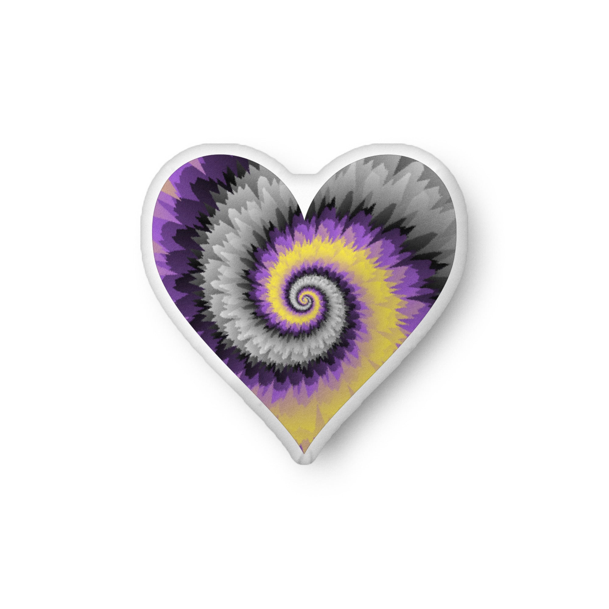 Custom shaped pillow Tie Dye Nonbinary Heart