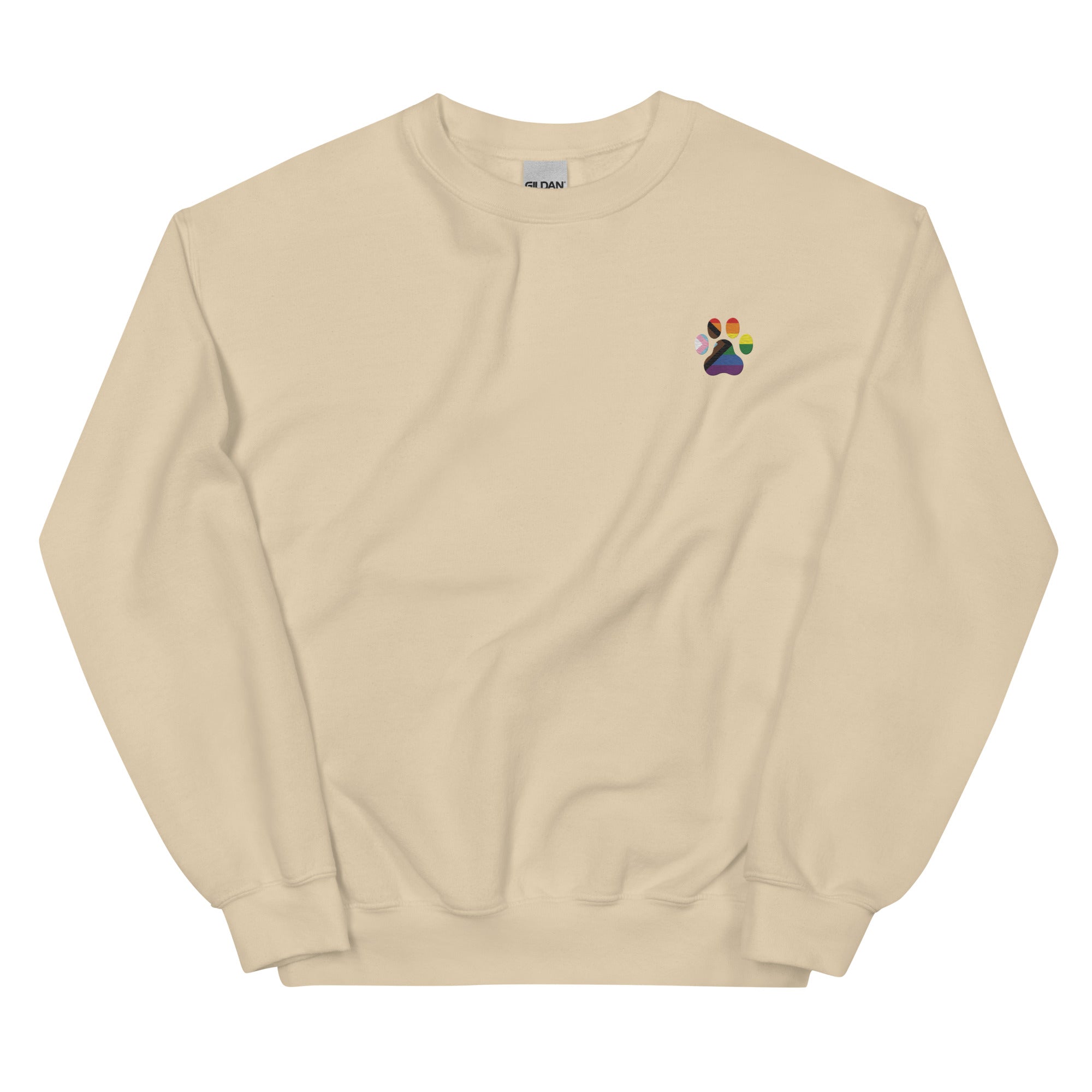 Dog Paw Embroidered Unisex Sweatshirt Progress Pride