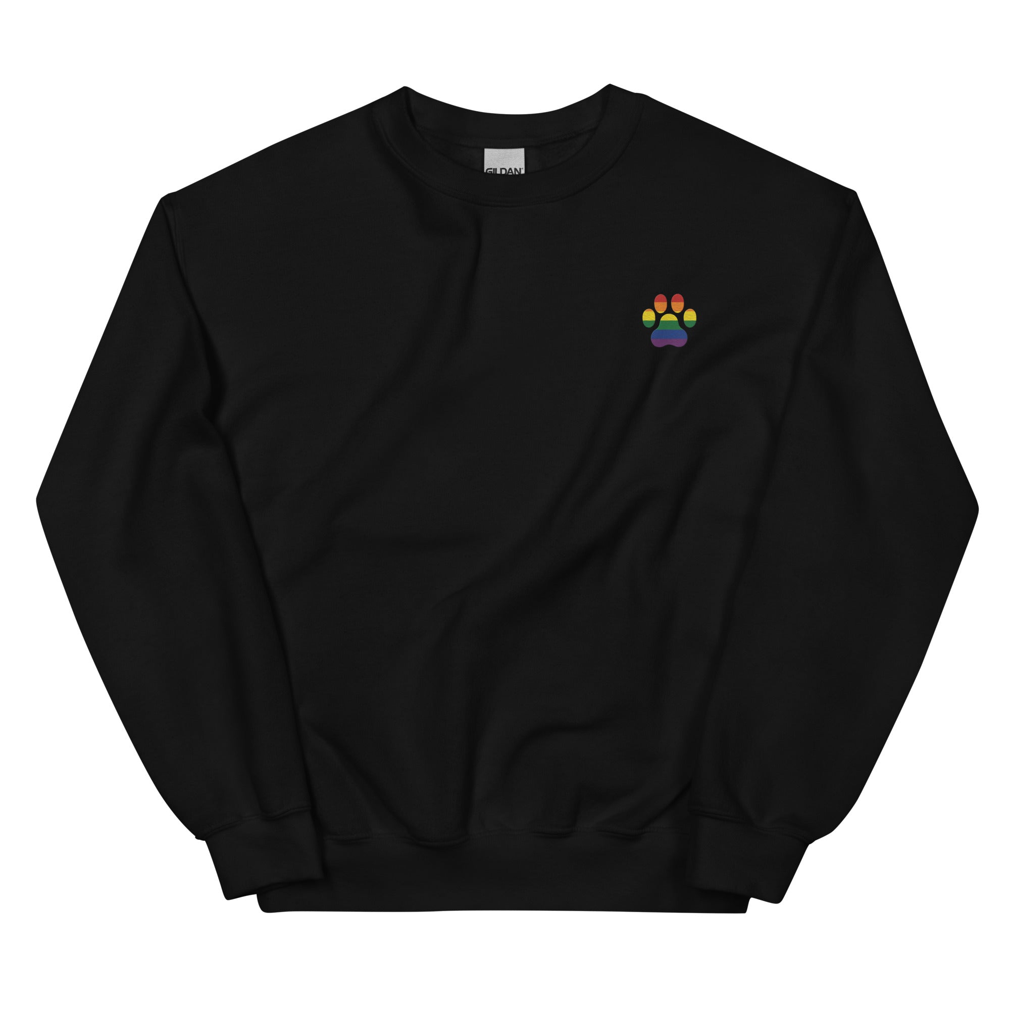 Dog Paw Embroidered Unisex Sweatshirt Rainbow