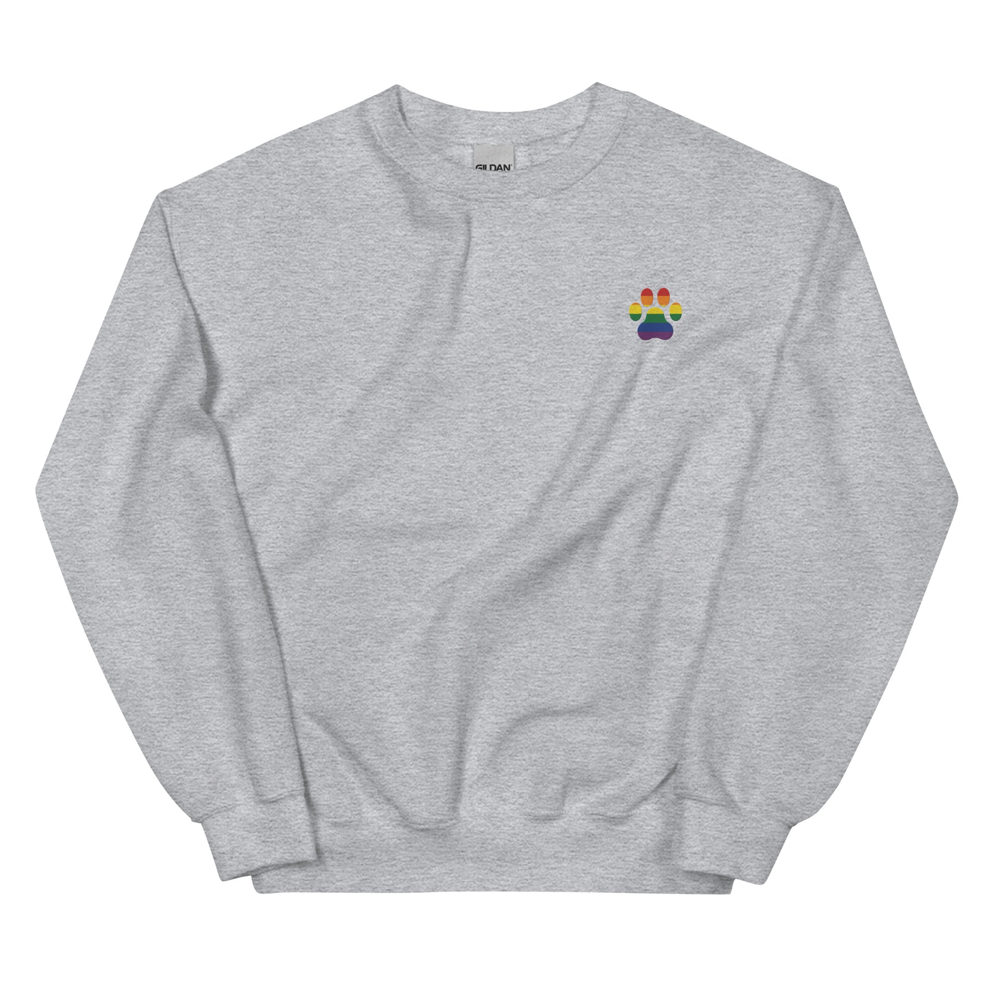 Dog Paw Embroidered Unisex Sweatshirt Rainbow