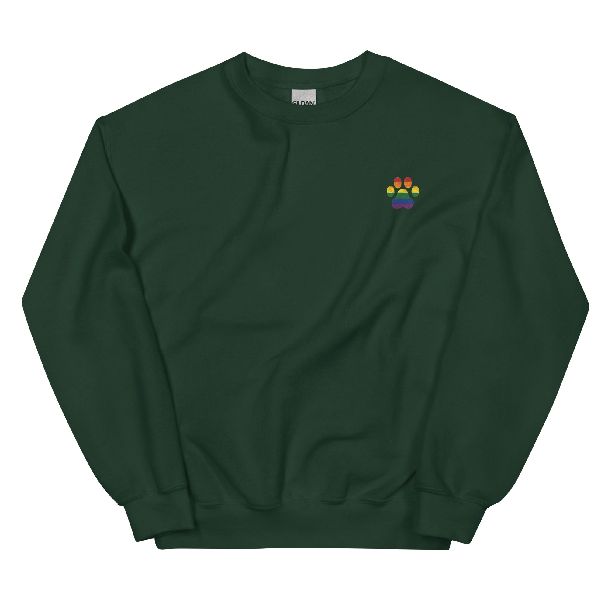 Dog Paw Embroidered Unisex Sweatshirt Rainbow