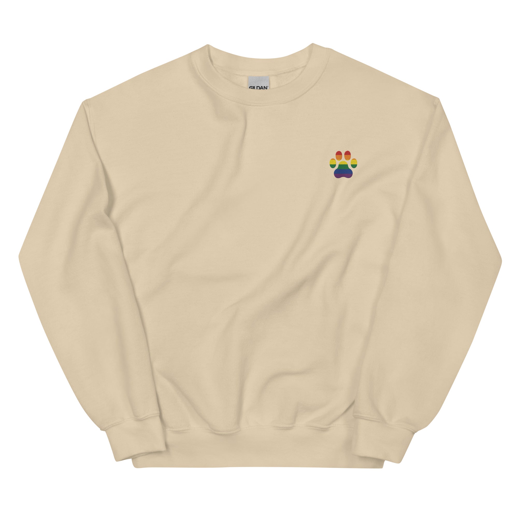 Dog Paw Embroidered Unisex Sweatshirt Rainbow
