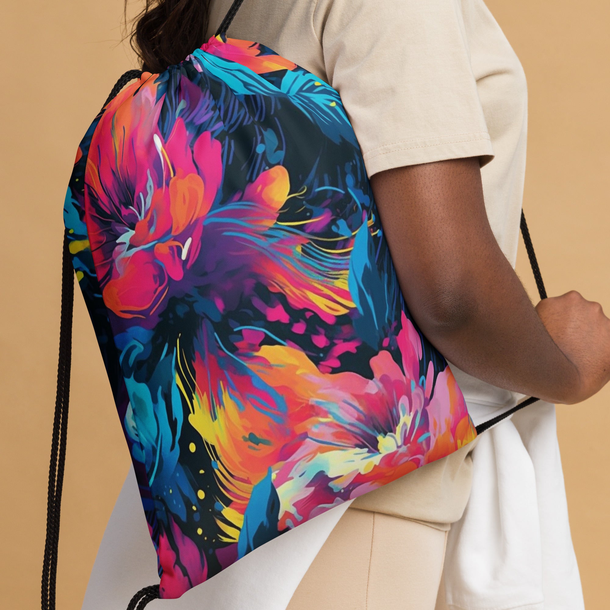 Drawstring bag Watercolor Summer flowers I