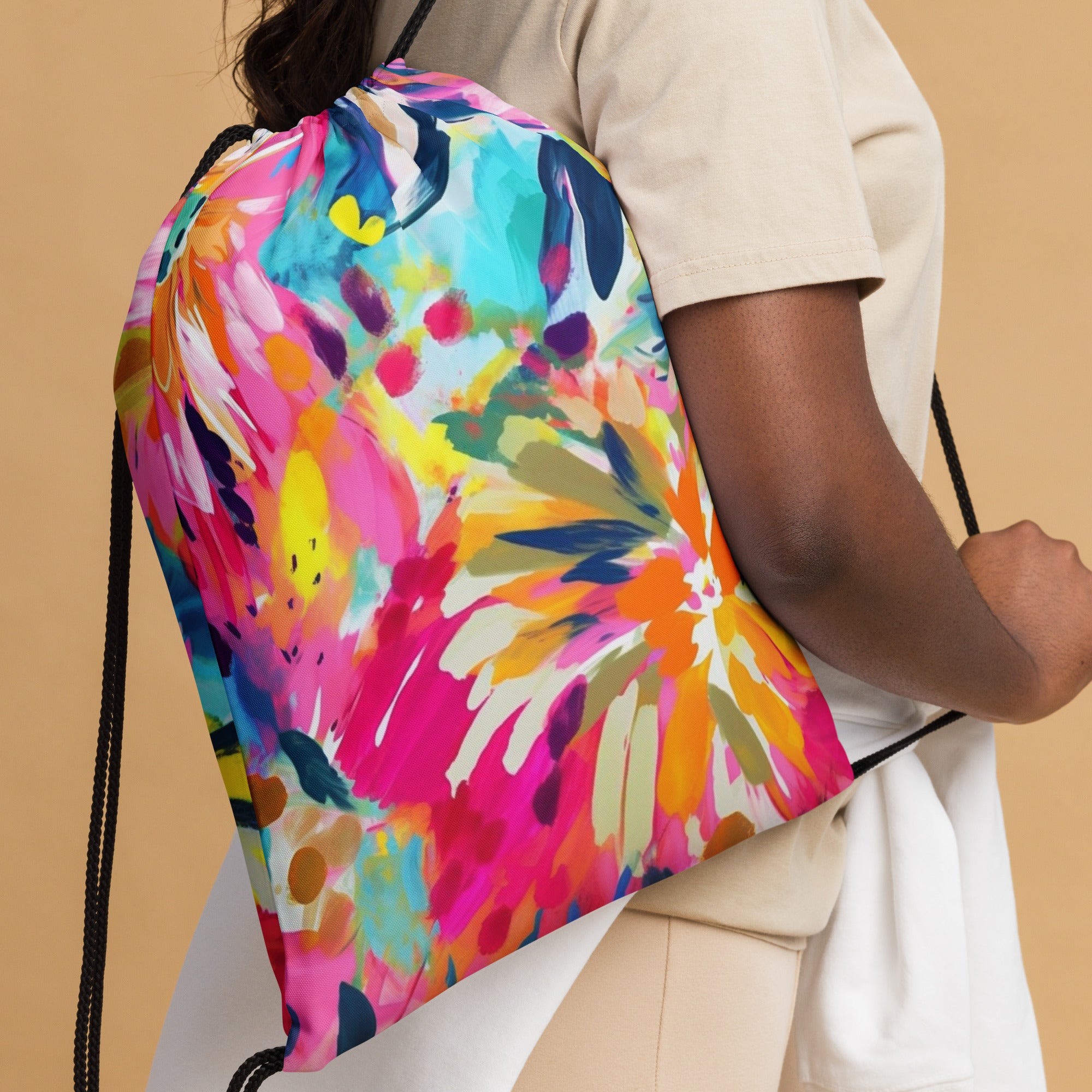 Drawstring bag Watercolor Summer flowers II