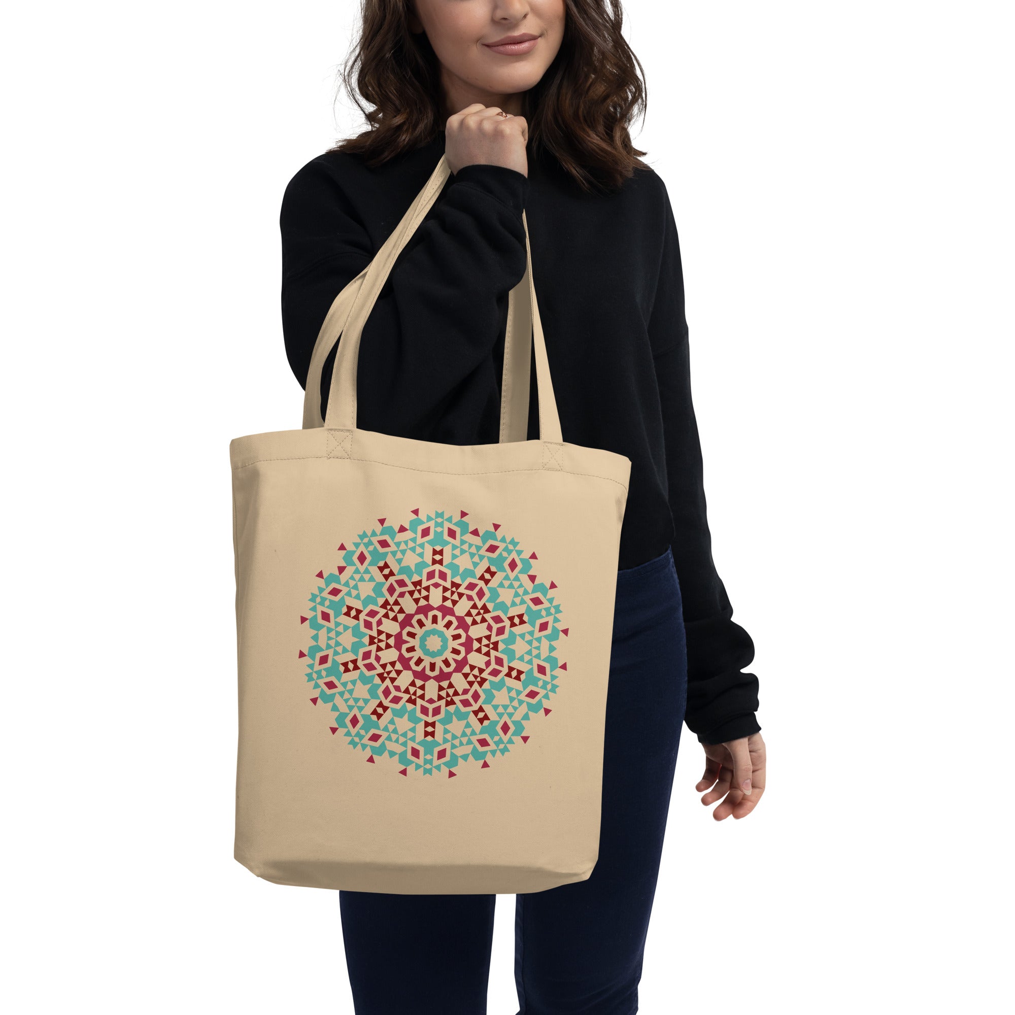 Eco Tote Bag Aztec Green and Red