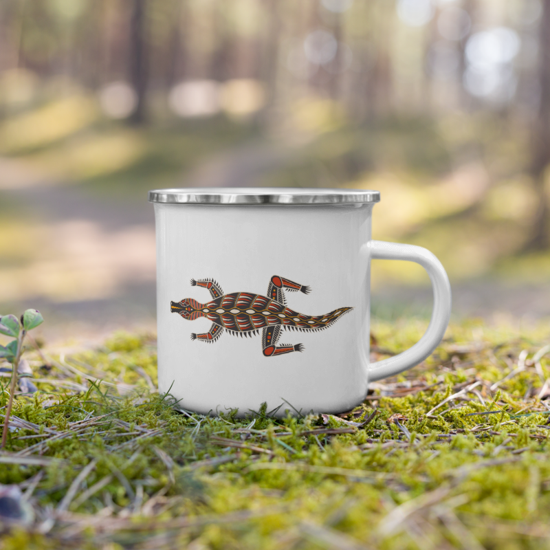 Enamel Mug Australian Tribal Painting Crocodile