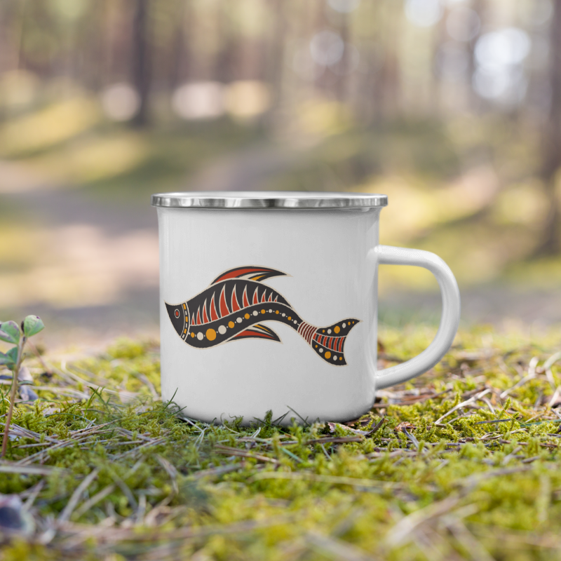 Enamel Mug Australian Tribal Painting Fish Figure II