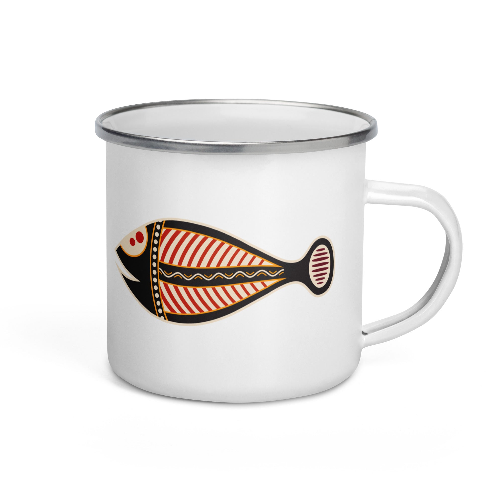 Enamel Mug Australian Tribal Painting Fish Figure IV