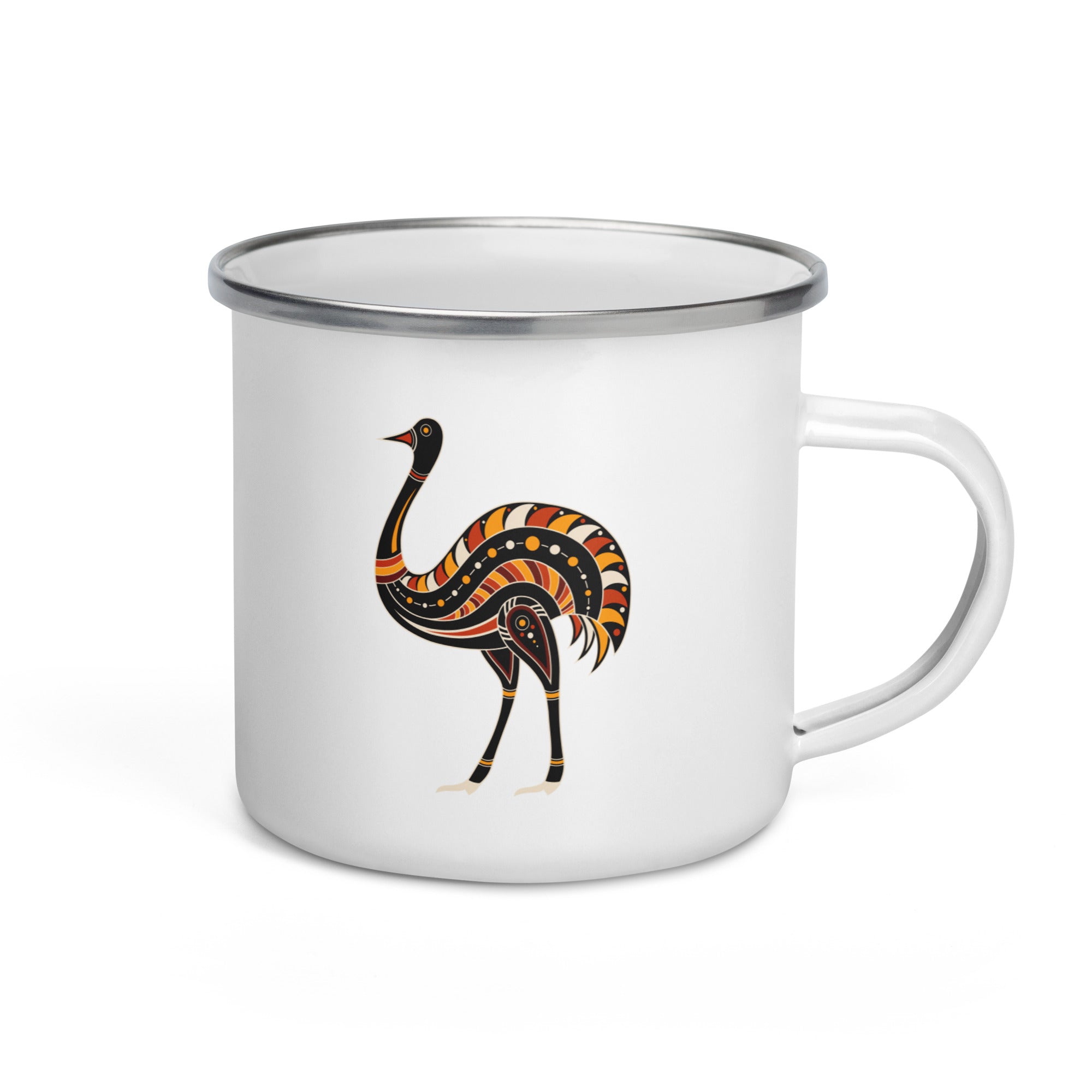Enamel Mug Australian Tribal Painting Ostrich