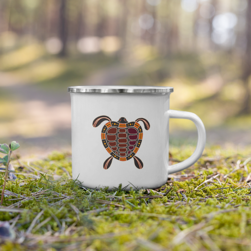Enamel Mug Australian Tribal Painting Turtle