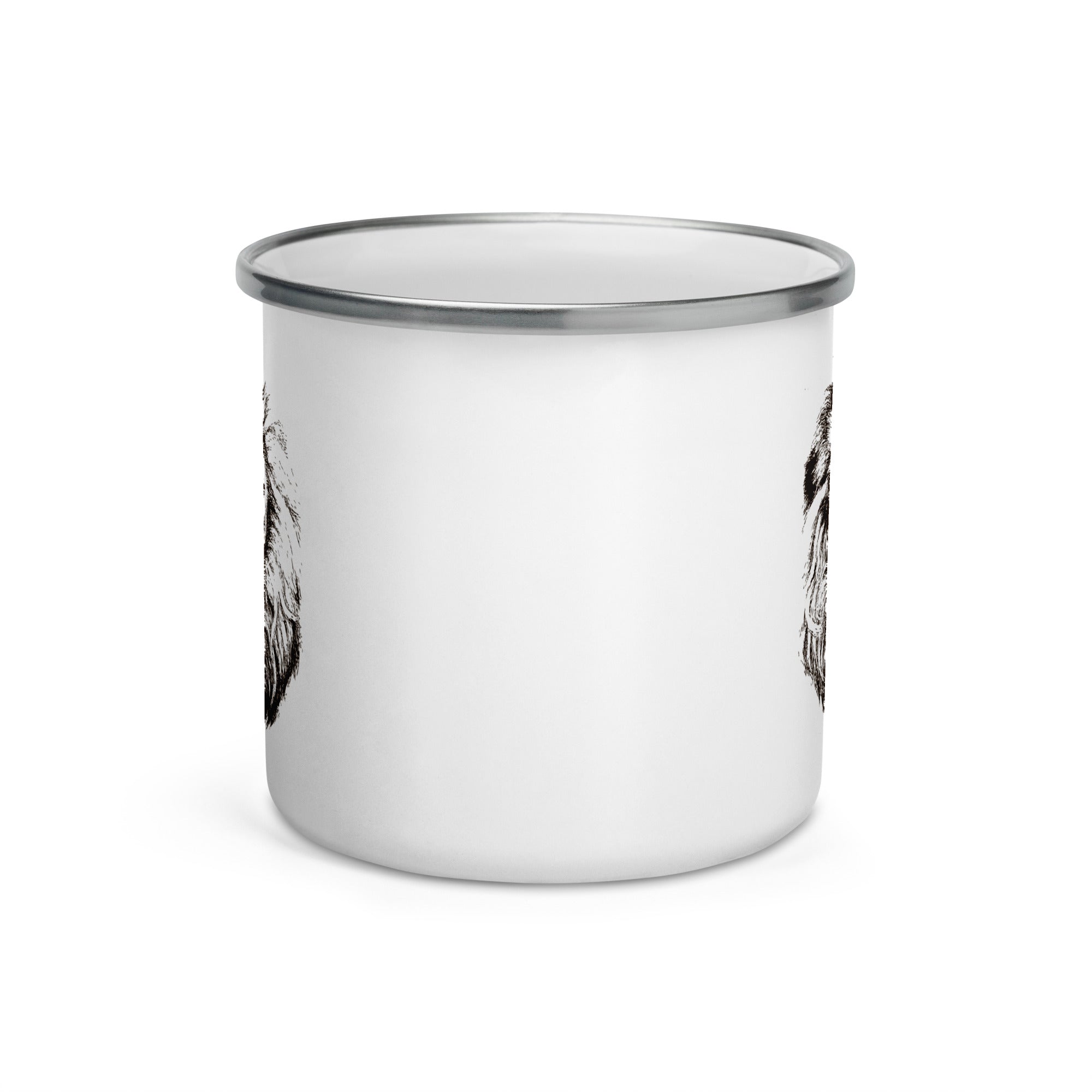 Enamel Mug Hand Drawn Lion Mono