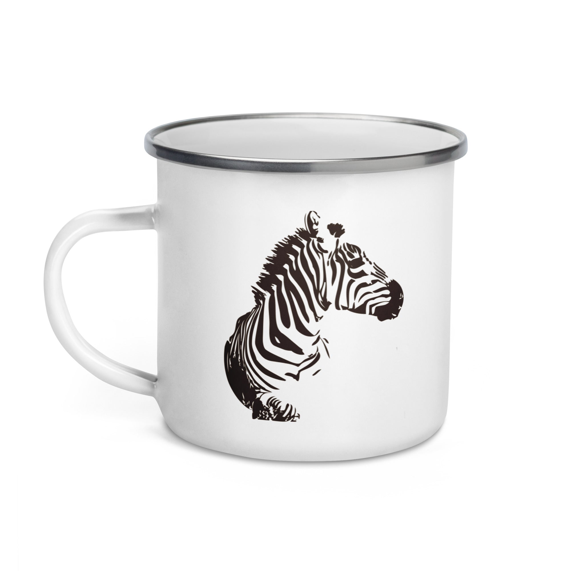 Enamel Mug Hand Drawn Zebra Mono
