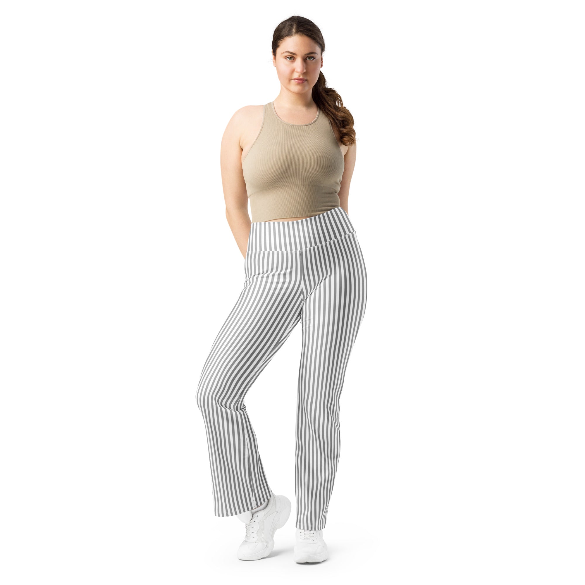 Flare leggings White and Grey Stripes