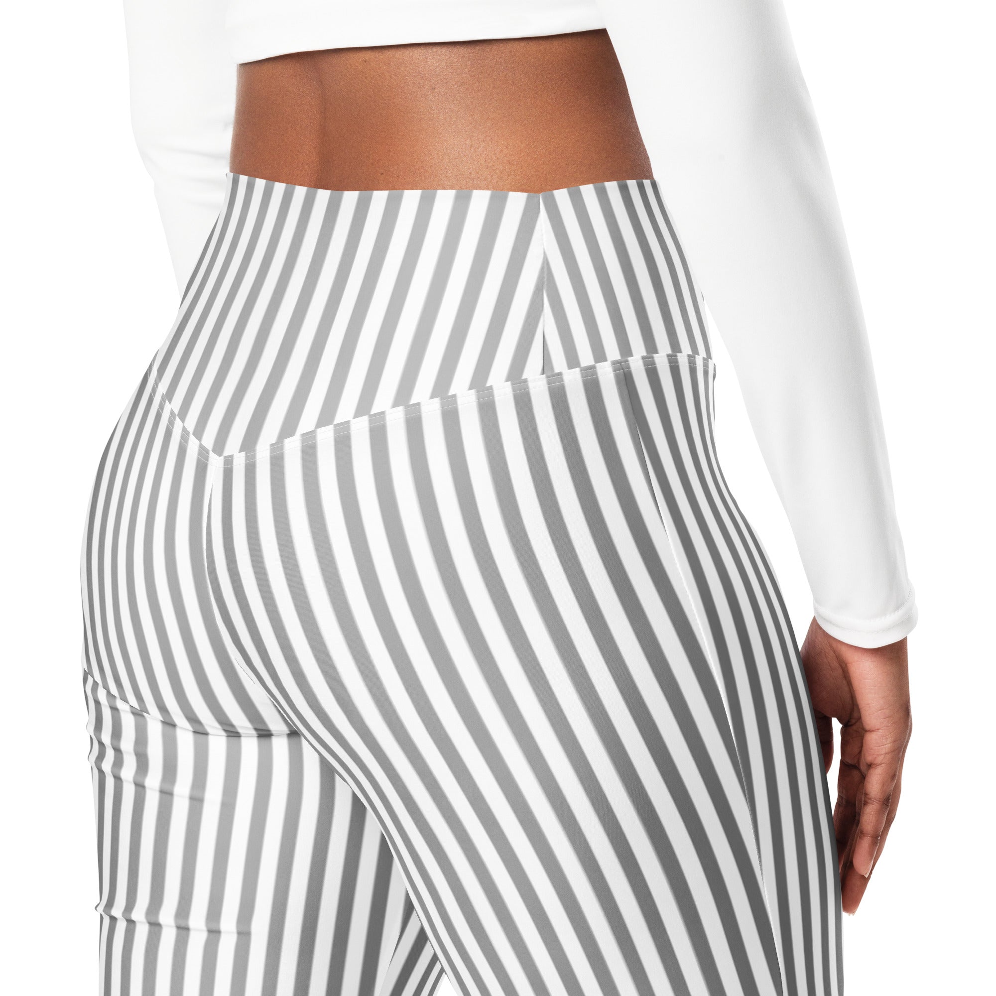 Flare leggings White and Grey Stripes