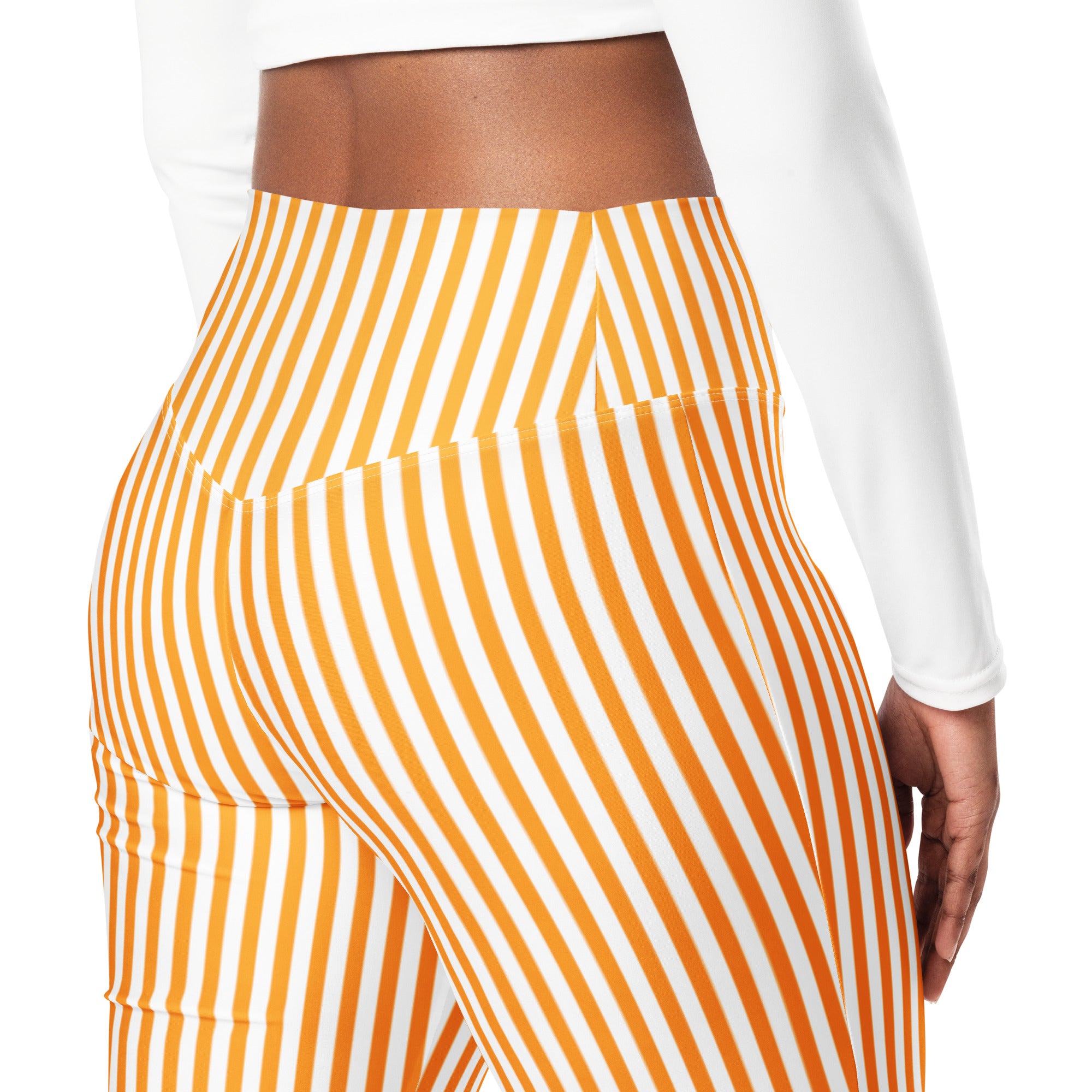 Flare leggings White and Orange Stripes