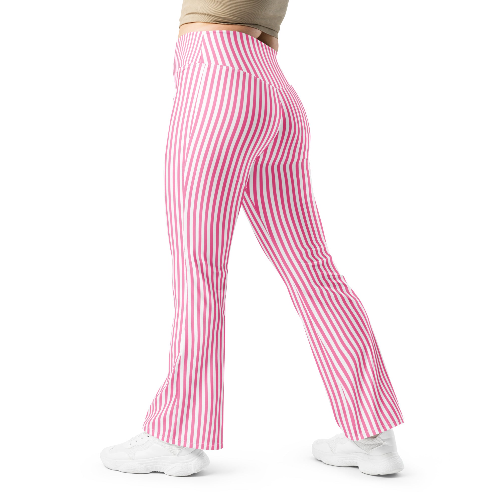 Flare leggings White and Pink Stripes