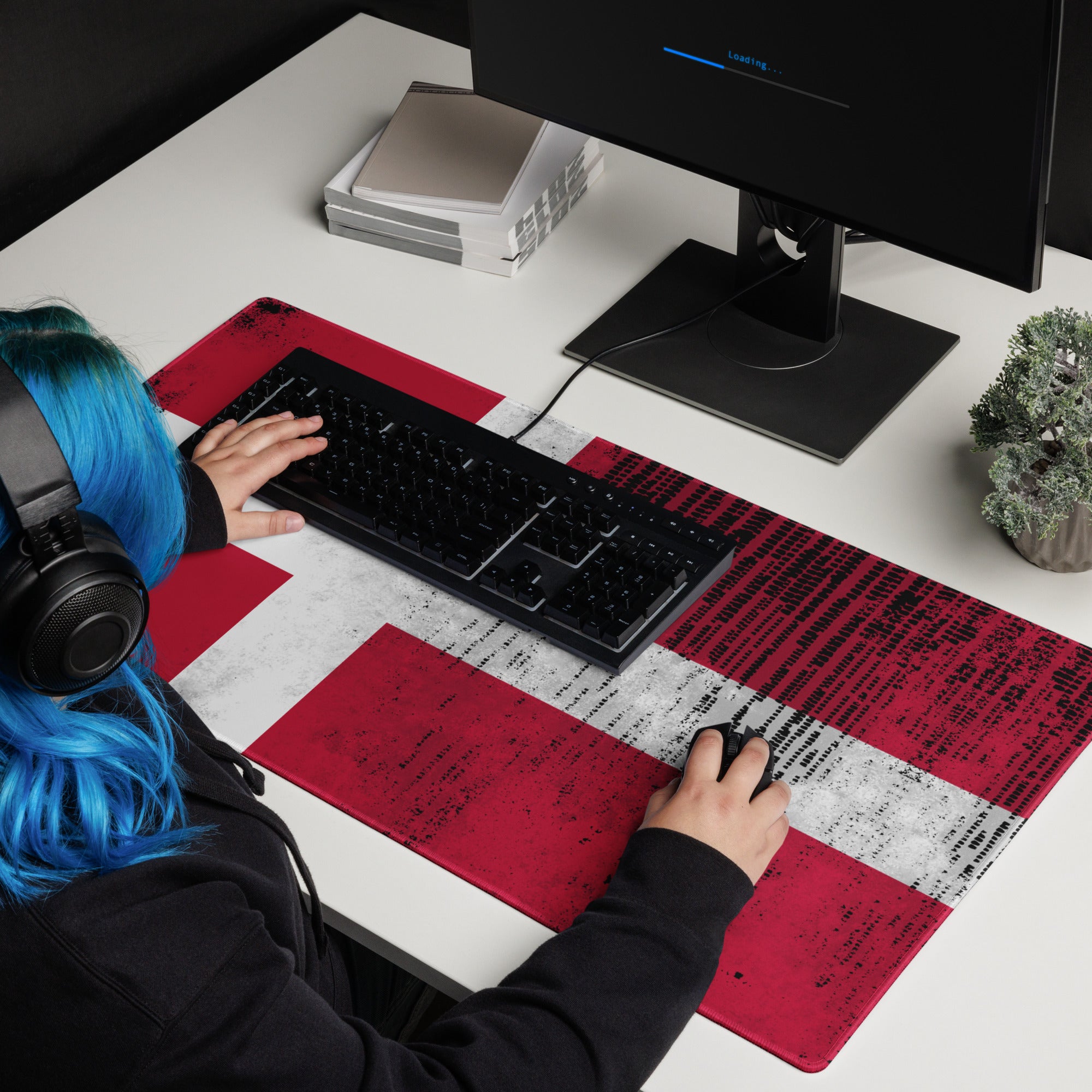 Gaming mouse pad Denmark Flag with grunge effect