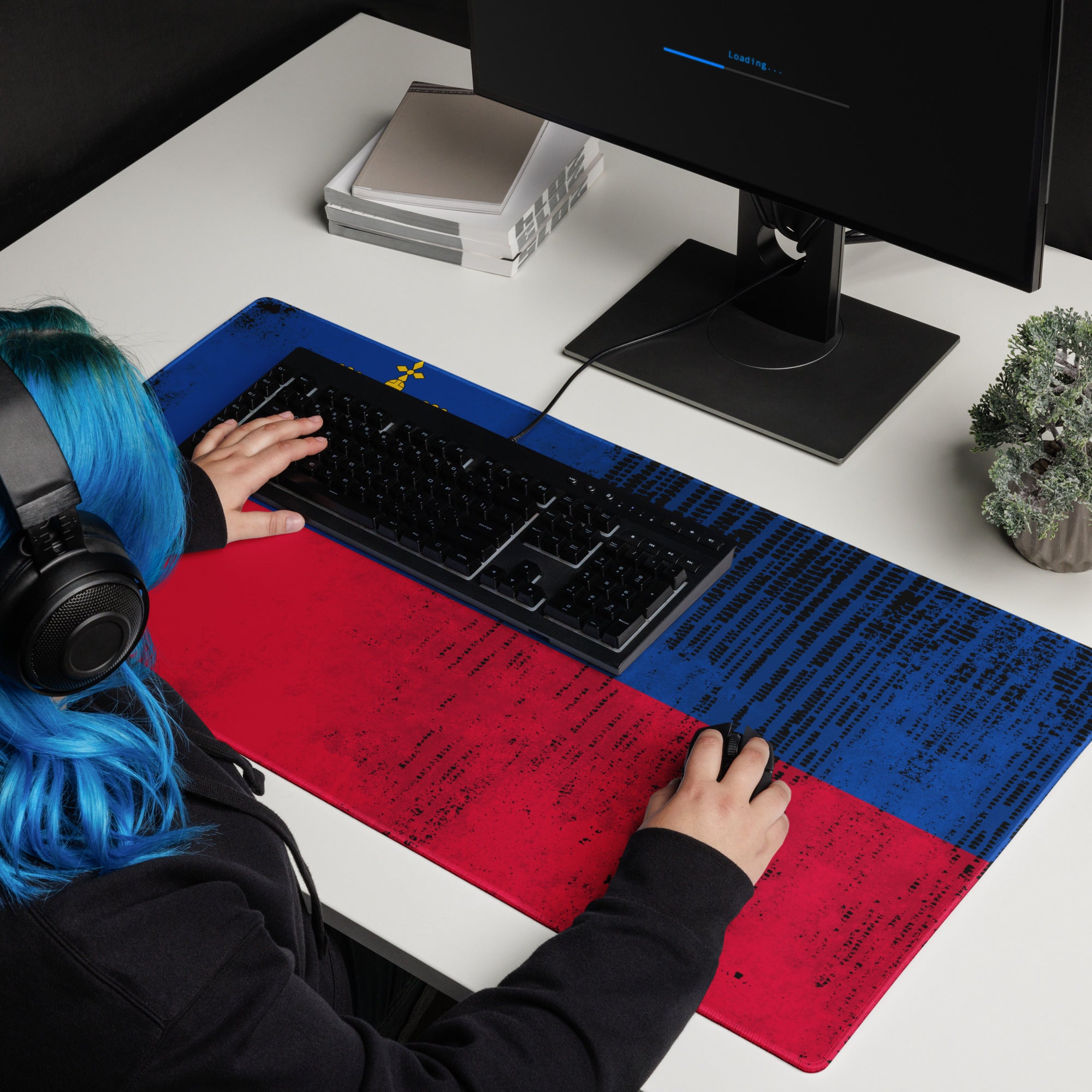 Gaming mouse pad Liechtenstein Flag With Grunge Effect