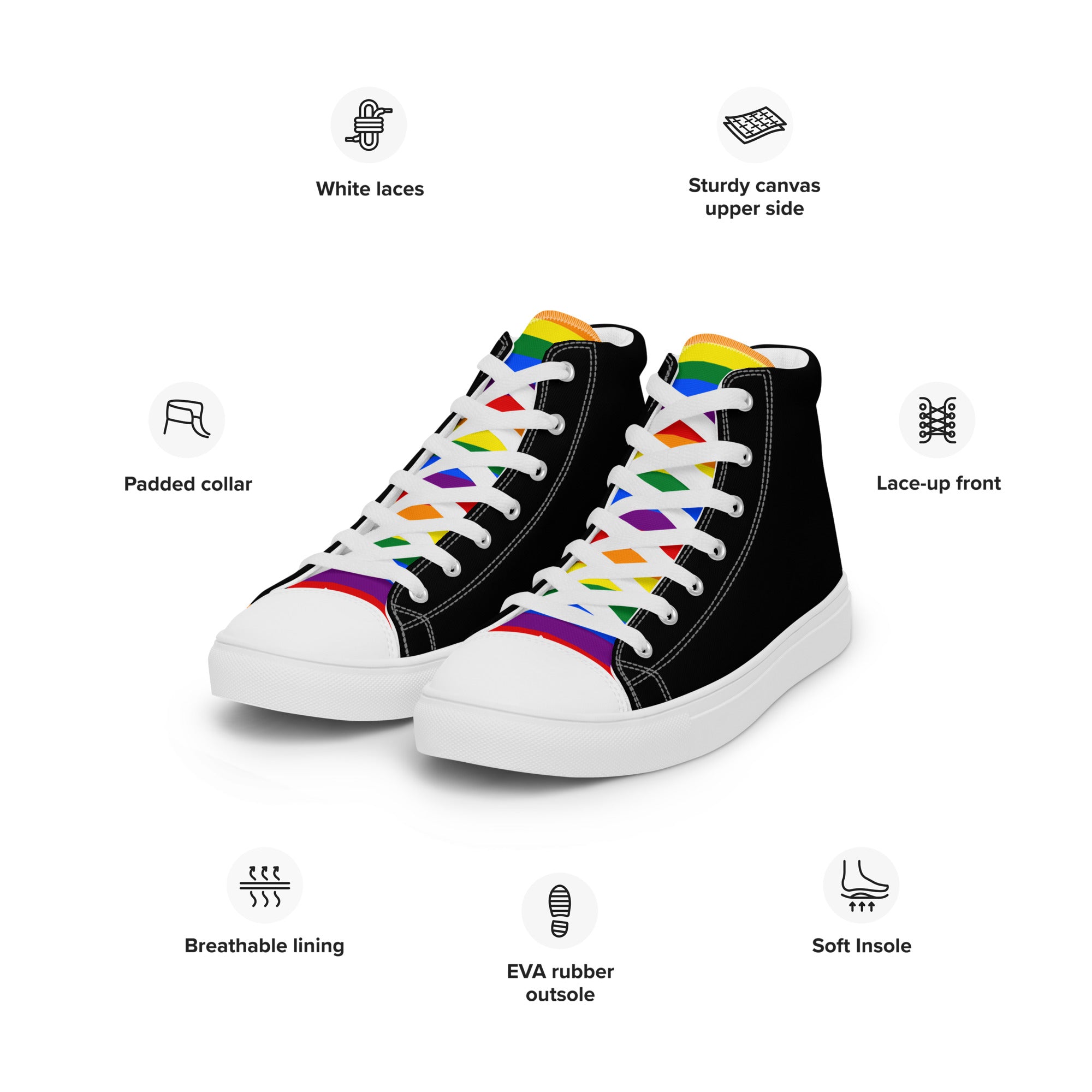high top canvas shoes Rainbow