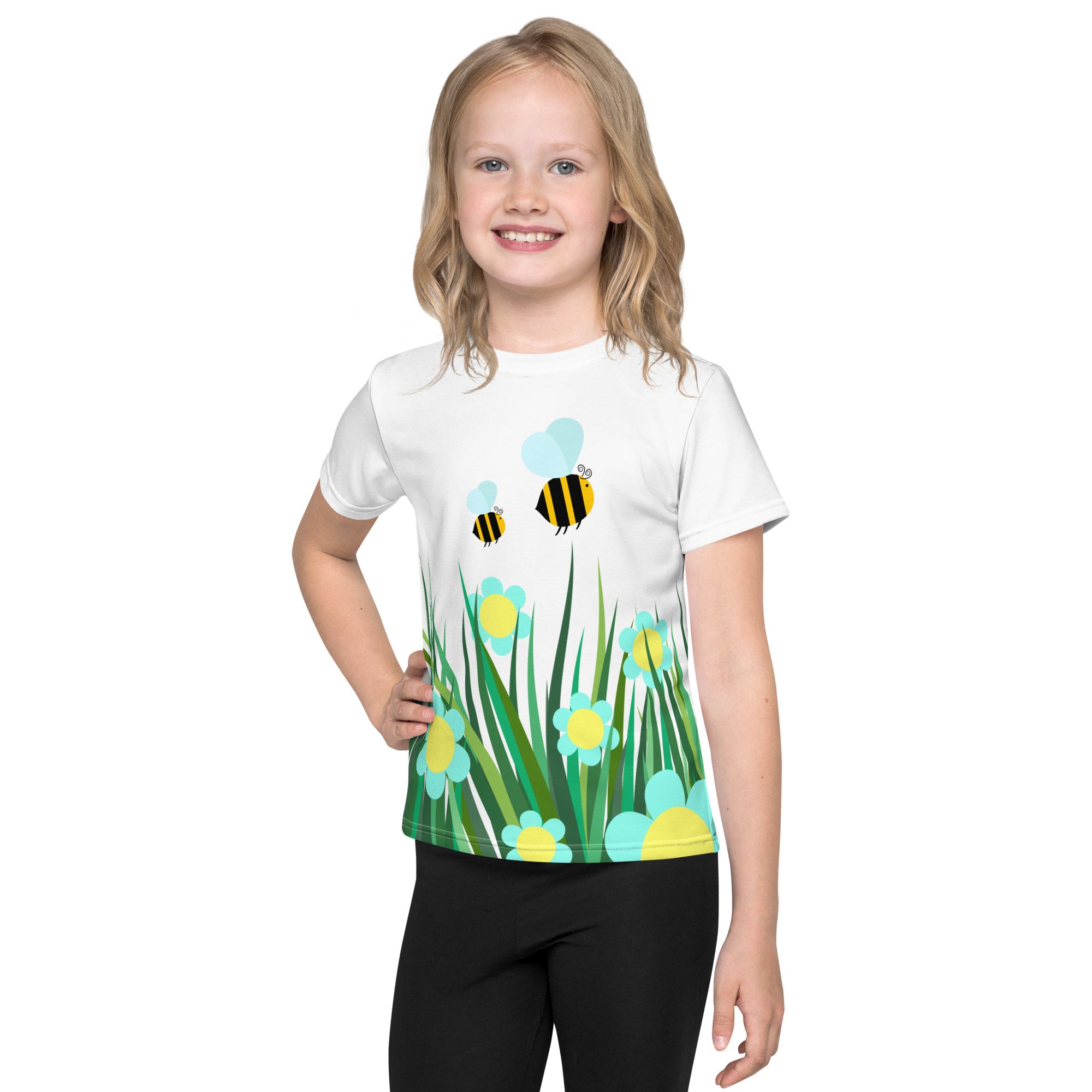 Kids crew neck t shirt Beetiful Flower Garden