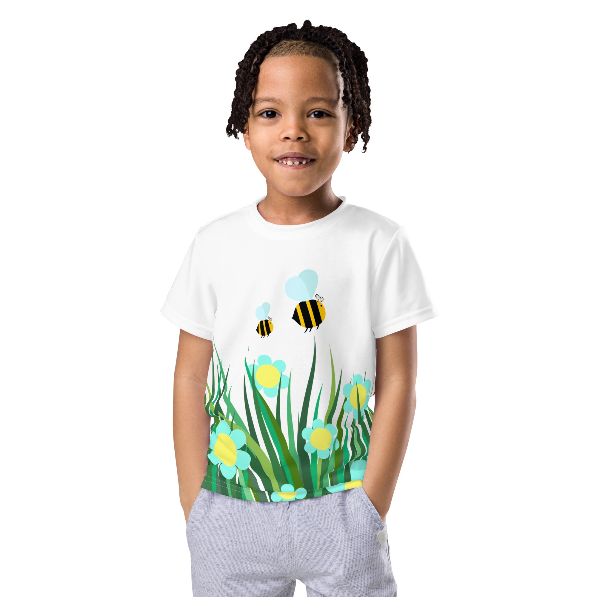 Kids crew neck t shirt Beetiful Flower Garden