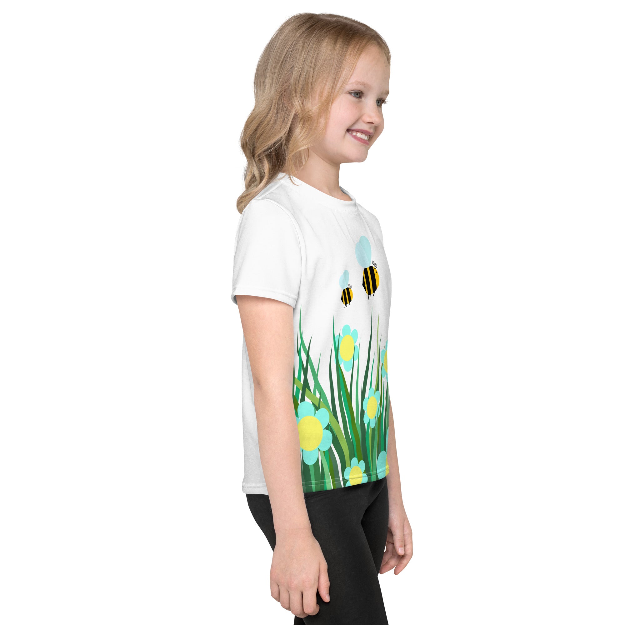 Kids crew neck t shirt Beetiful Flower Garden