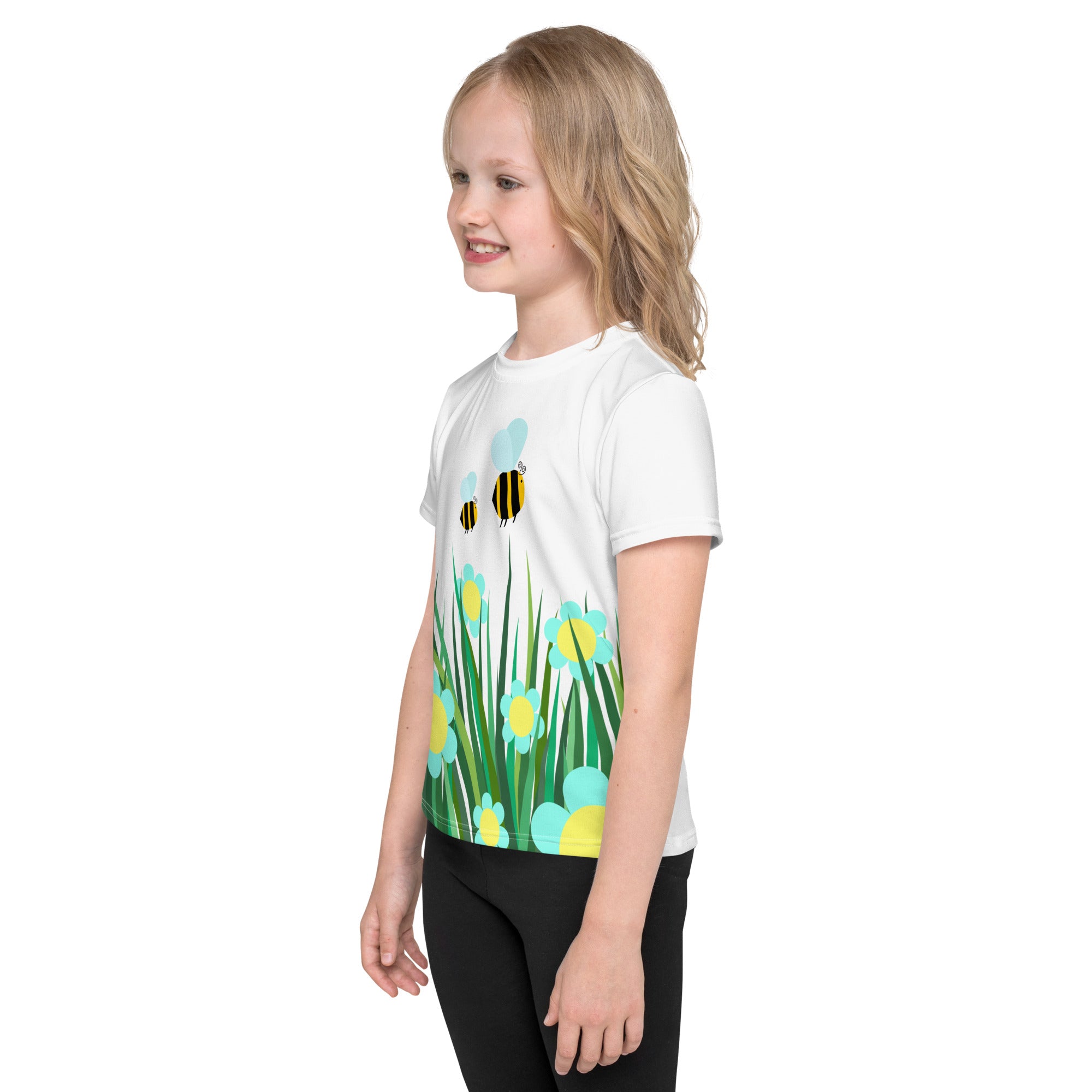 Kids crew neck t shirt Beetiful Flower Garden