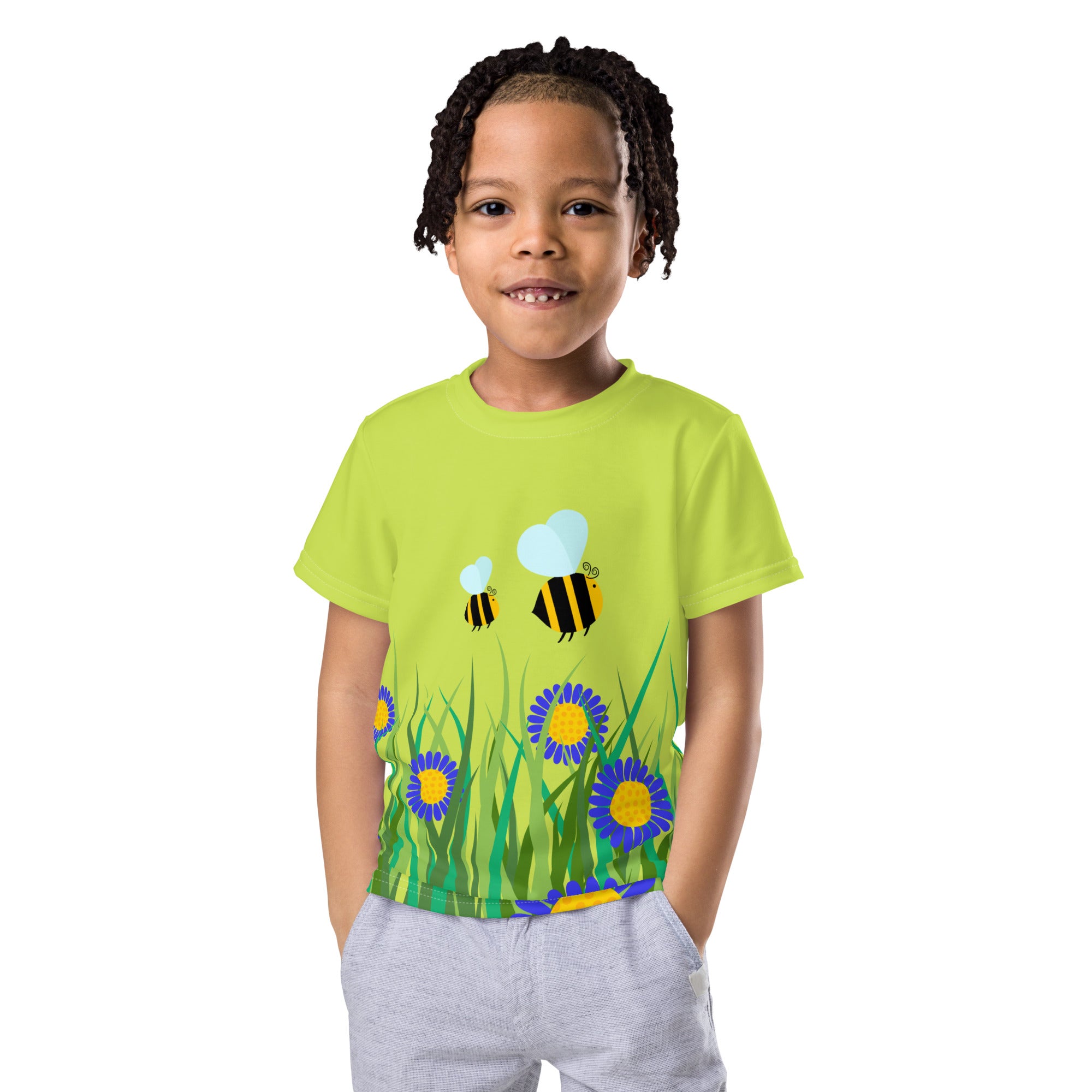 Kids crew neck t shirt Beetiful Flower Garden II Mindaro