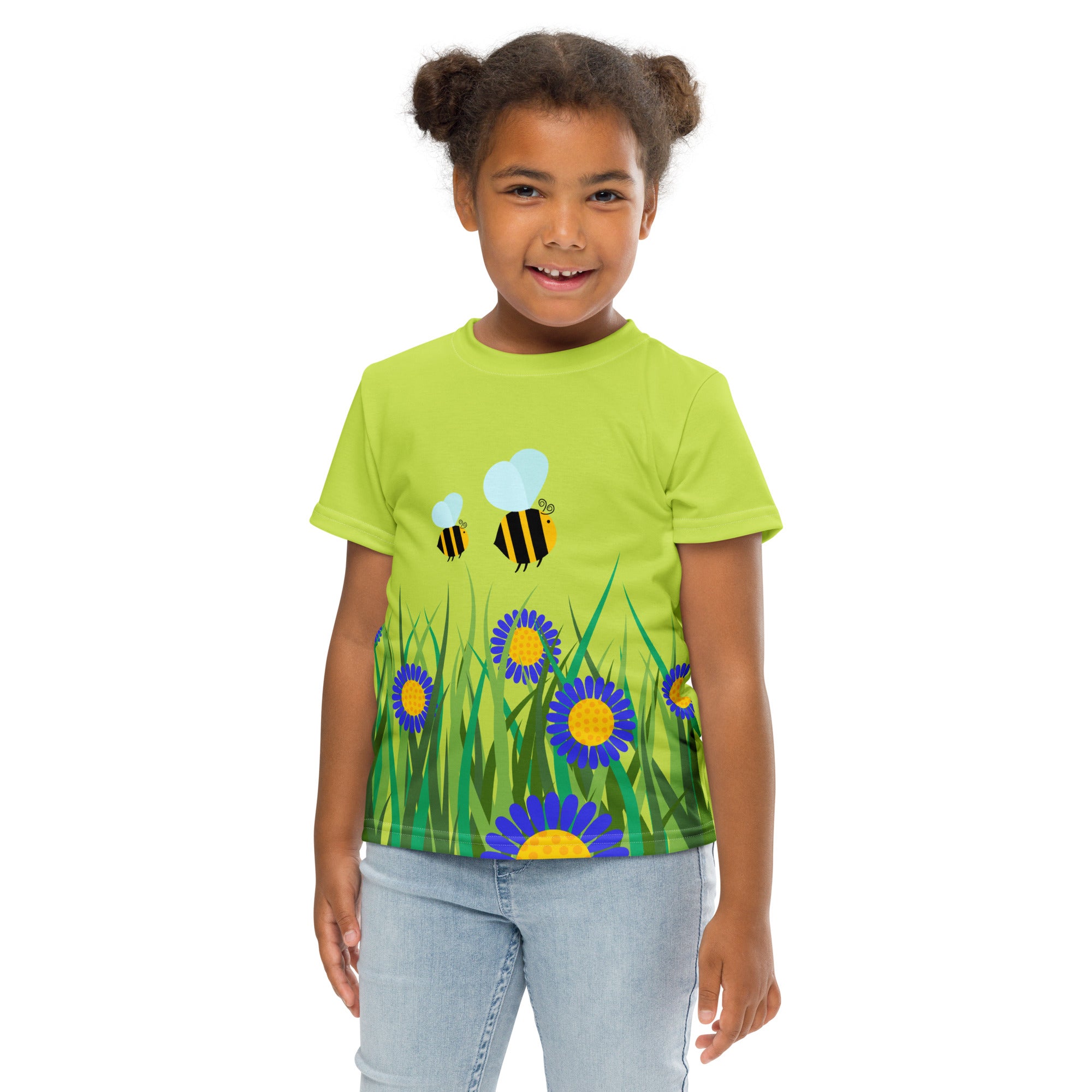 Kids crew neck t shirt Beetiful Flower Garden II Mindaro