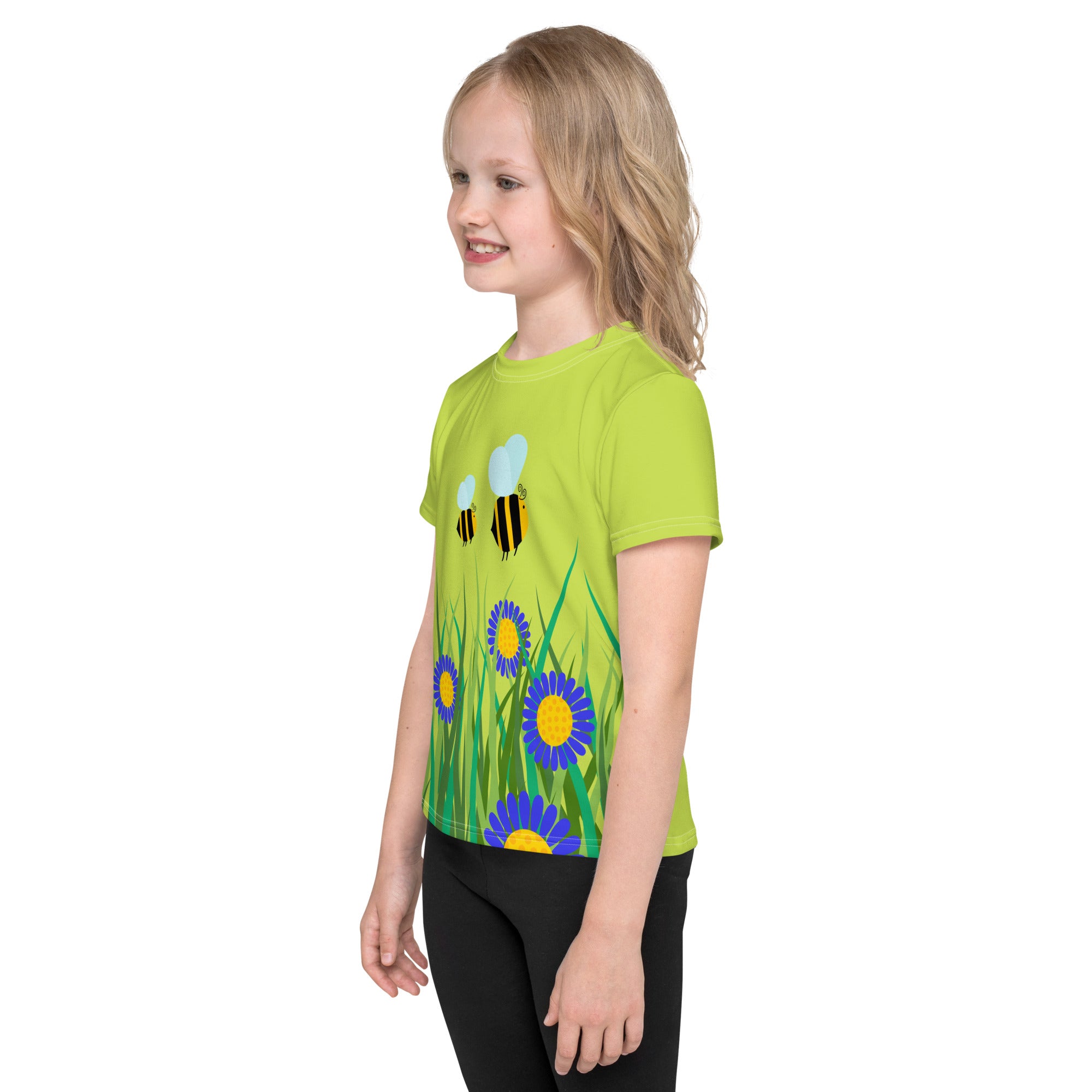 Kids crew neck t shirt Beetiful Flower Garden II Mindaro