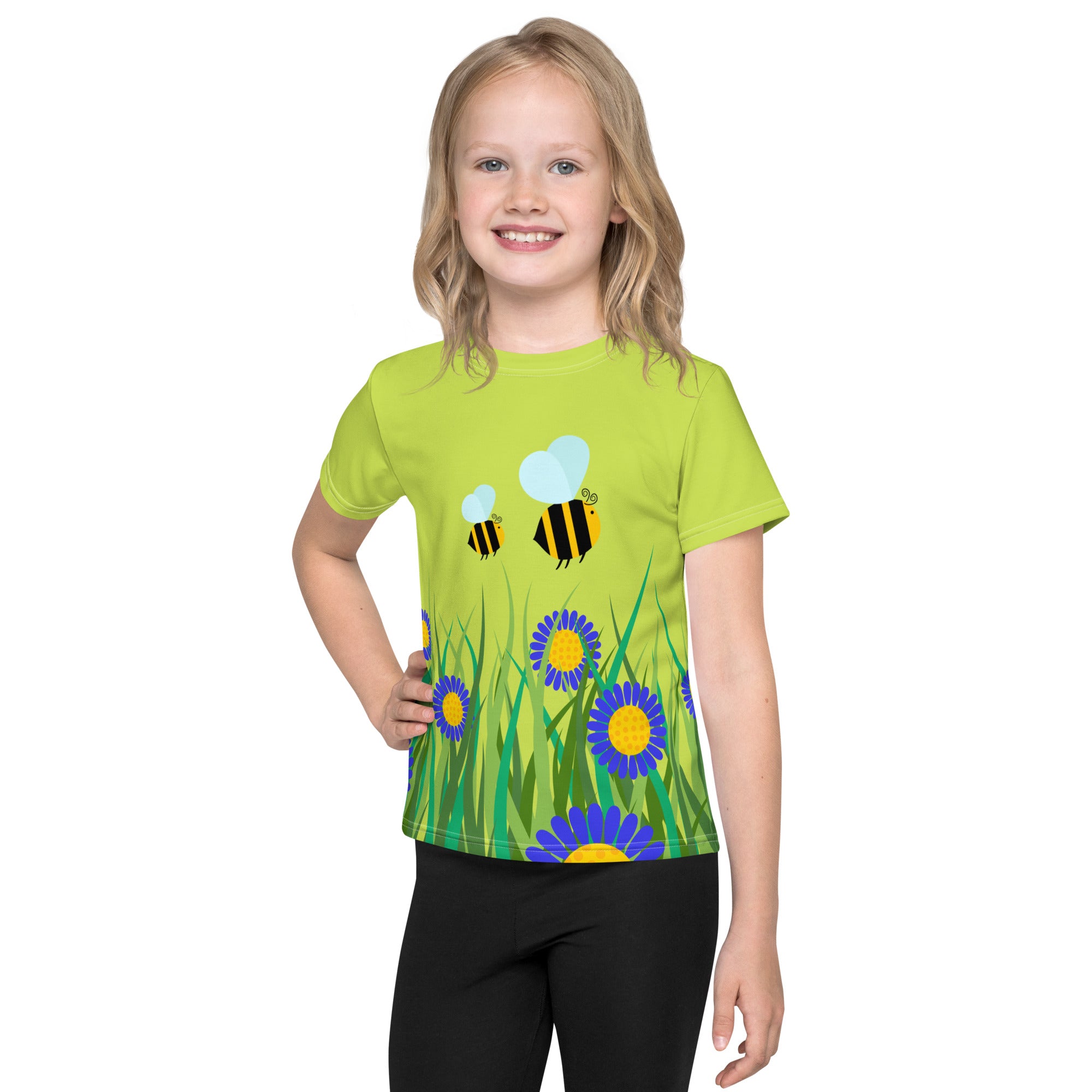 Kids crew neck t shirt Beetiful Flower Garden II Mindaro