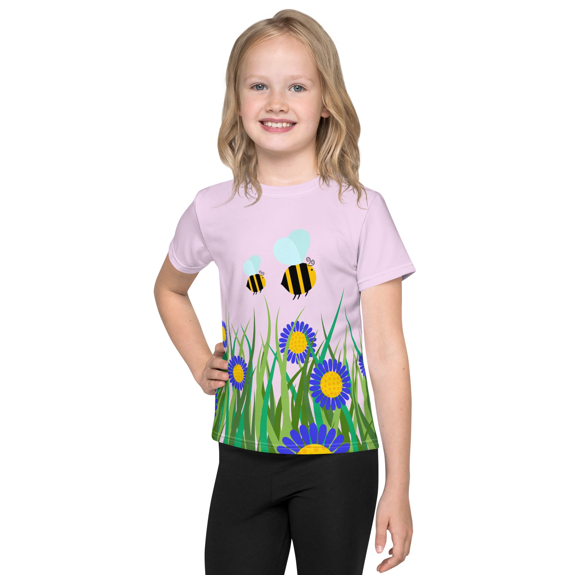 Kids crew neck t shirt Beetiful Flower Garden II Selago