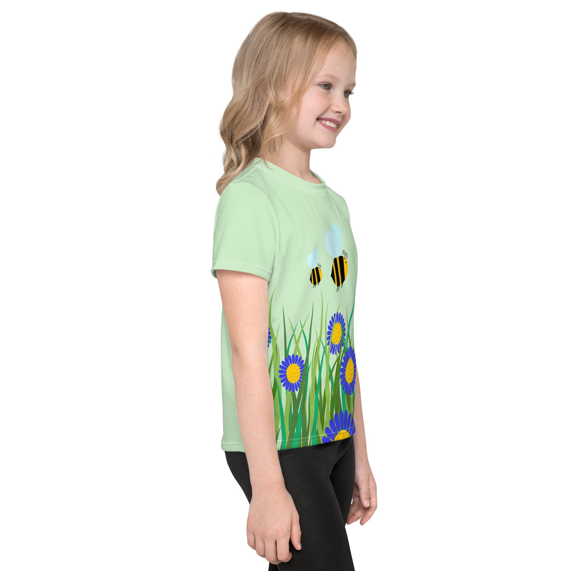 Kids crew neck t shirt Beetiful Flower Garden II Tara
