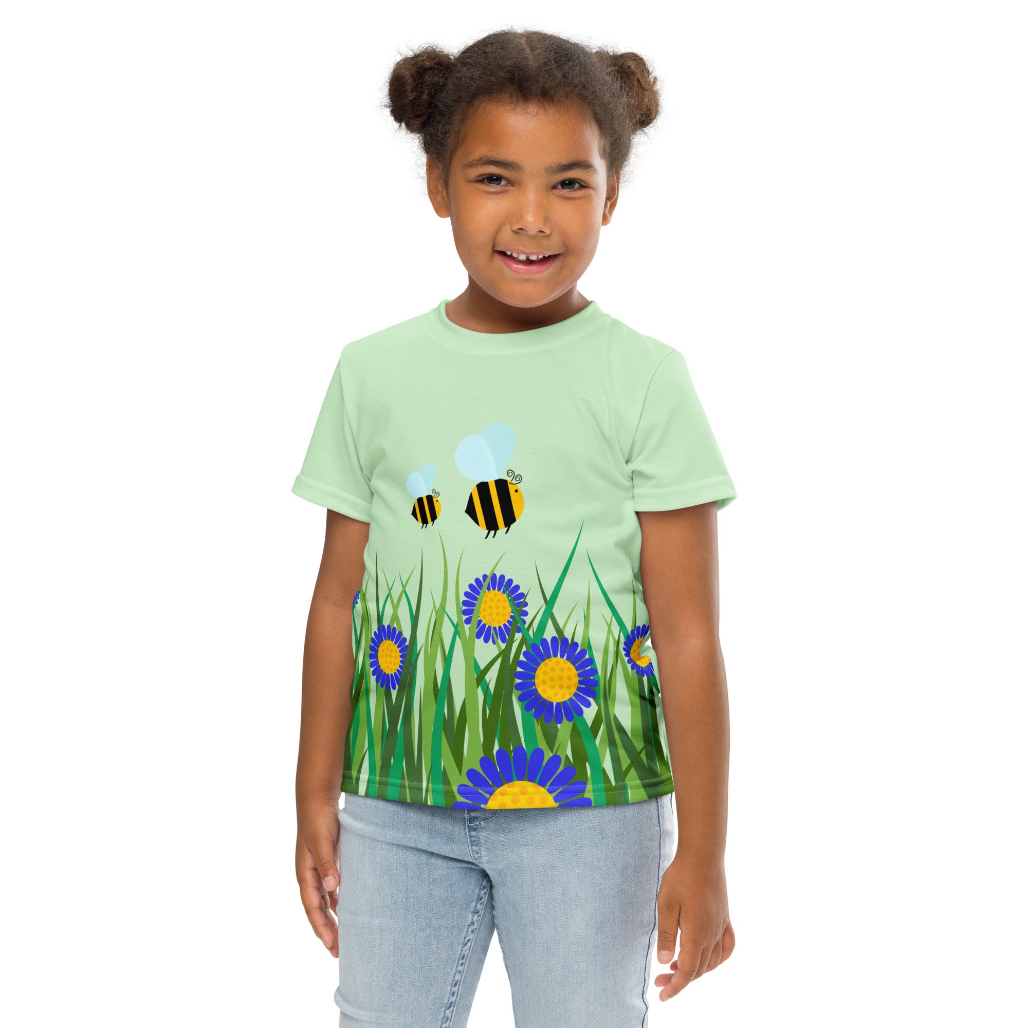Kids crew neck t shirt Beetiful Flower Garden II Tara