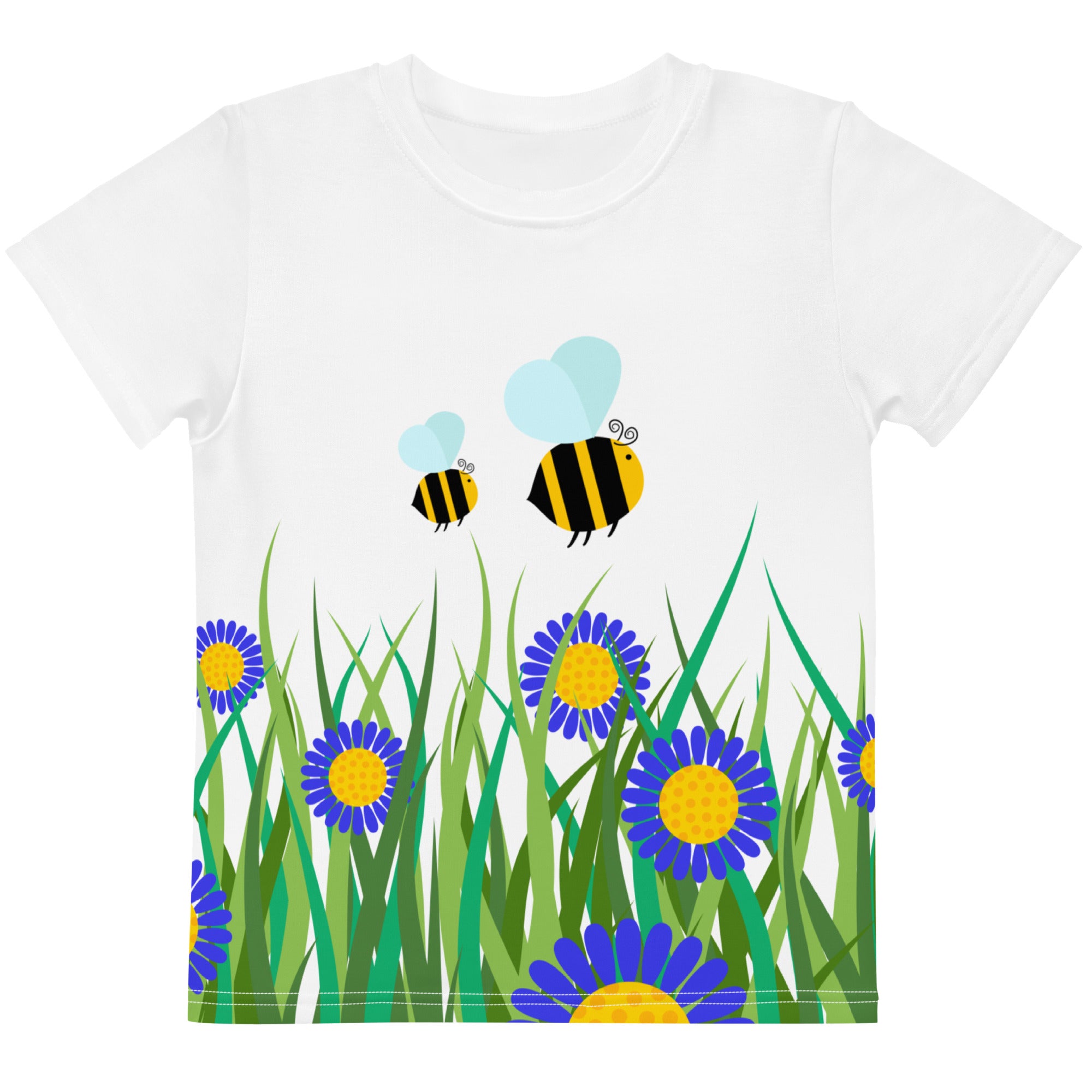 Kids crew neck t shirt Beetiful Flower Garden II White