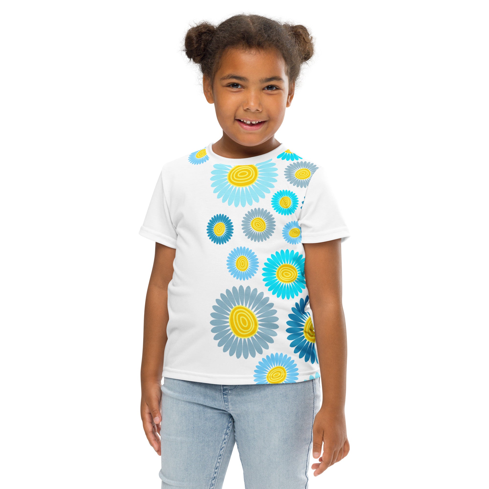 Kids crew neck t shirt Daisy Flower Garden I