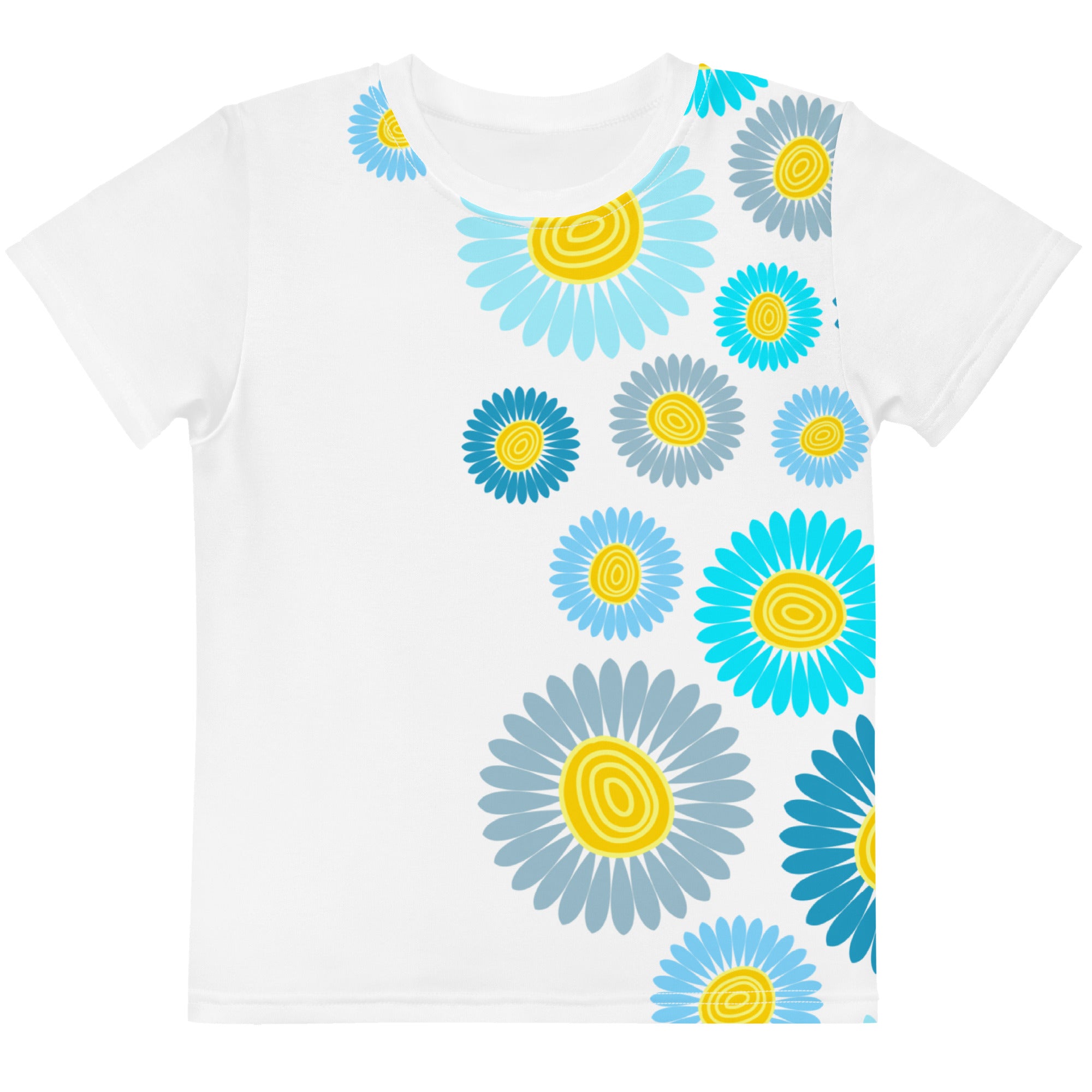 Kids crew neck t shirt Daisy Flower Garden I