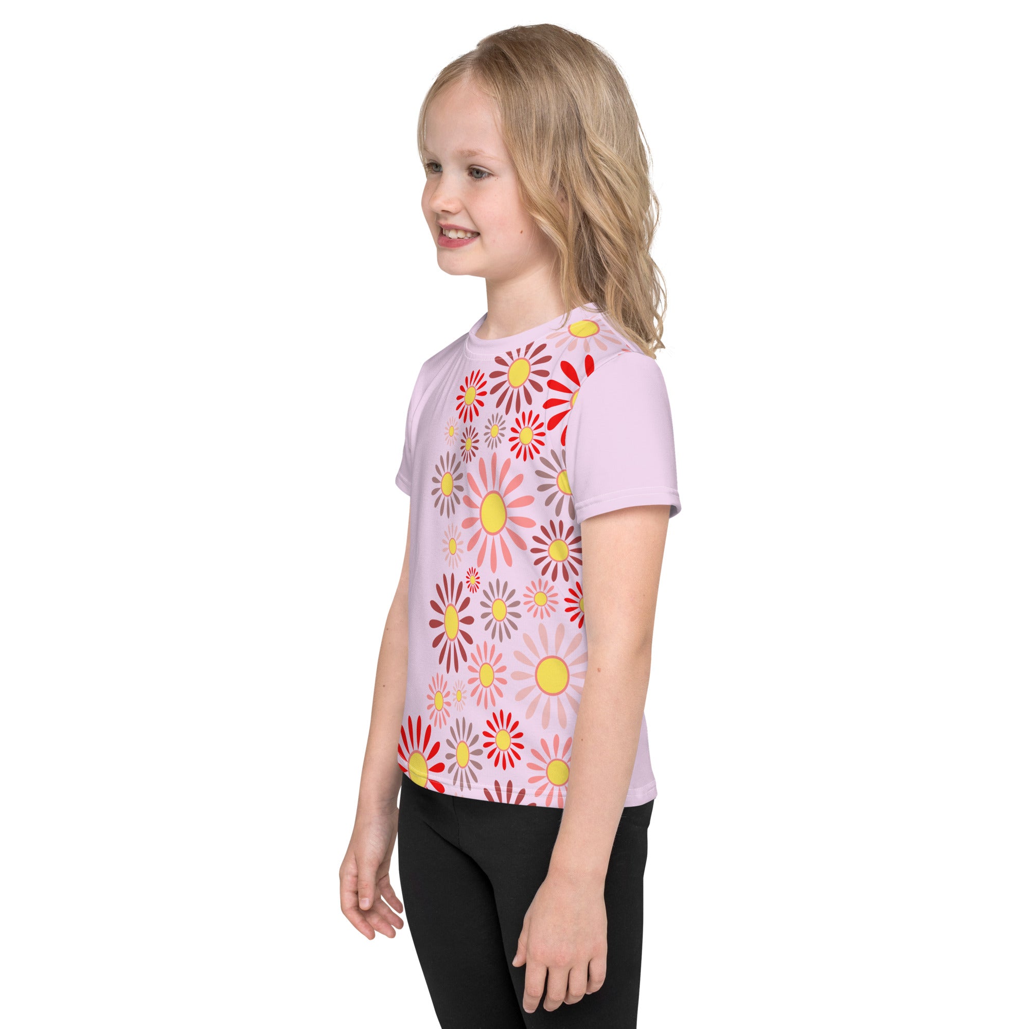 Kids crew neck t shirt Daisy Flower Garden II