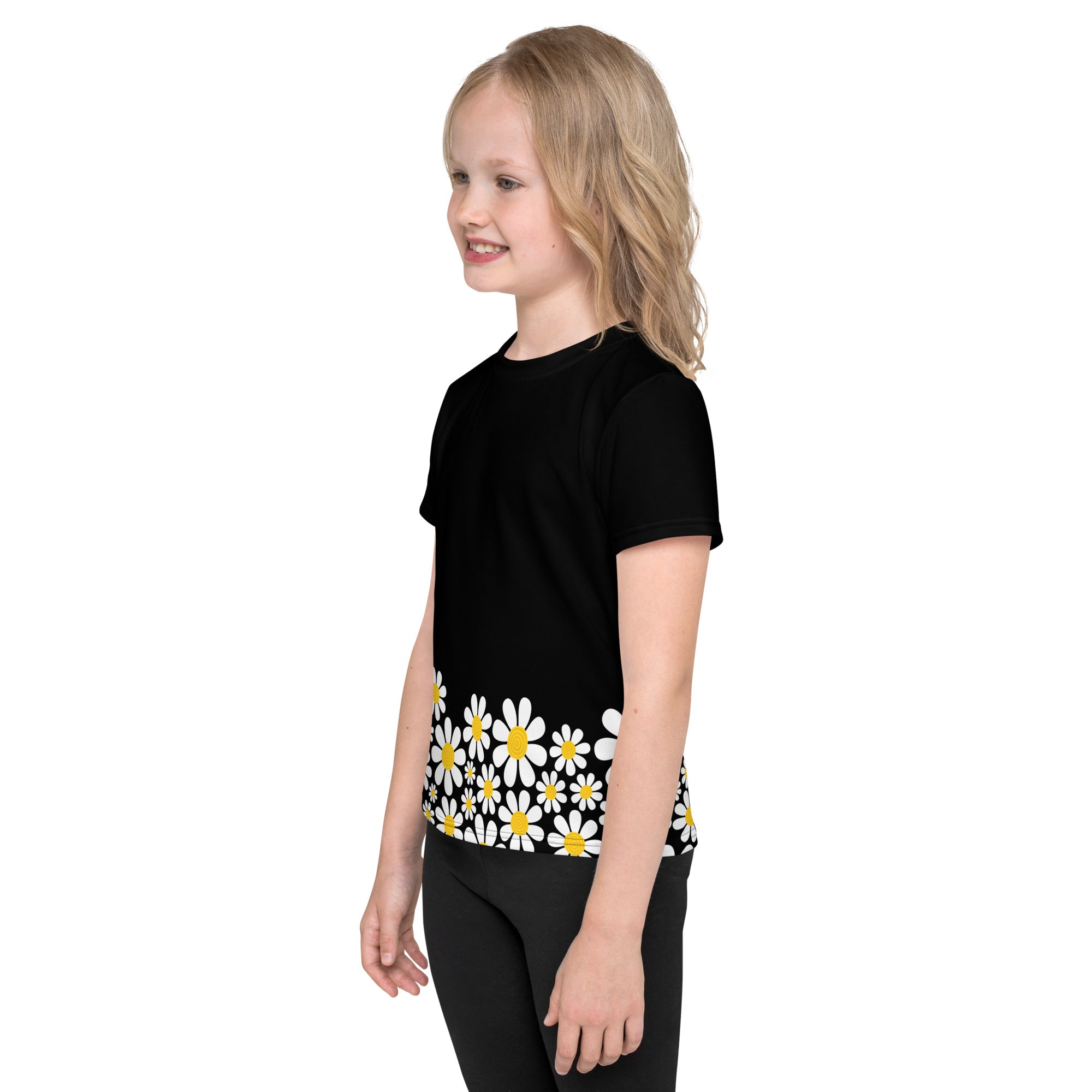 Kids crew neck t shirt Daisy Flower Garden III