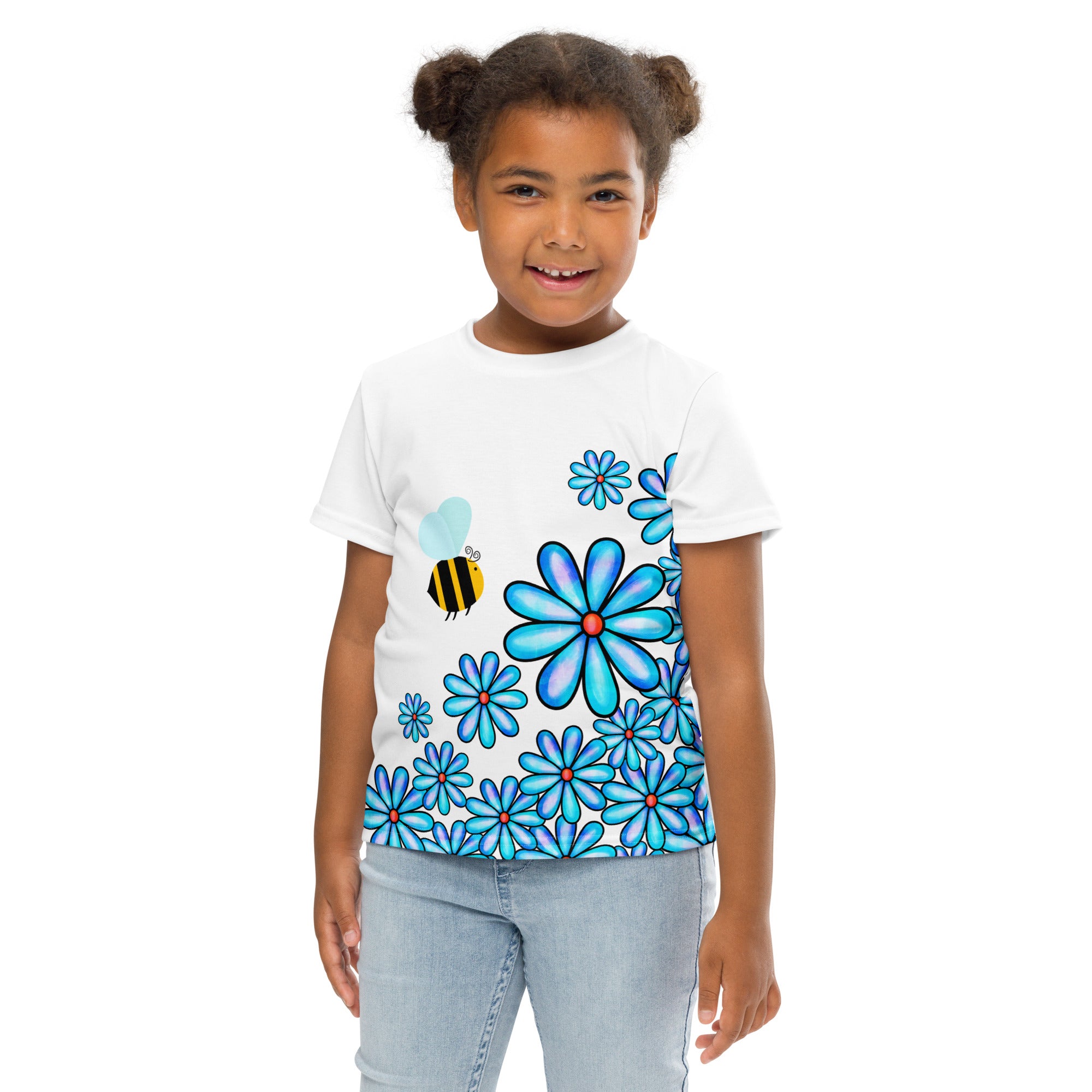 Kids crew neck t shirt Flower Doodle I