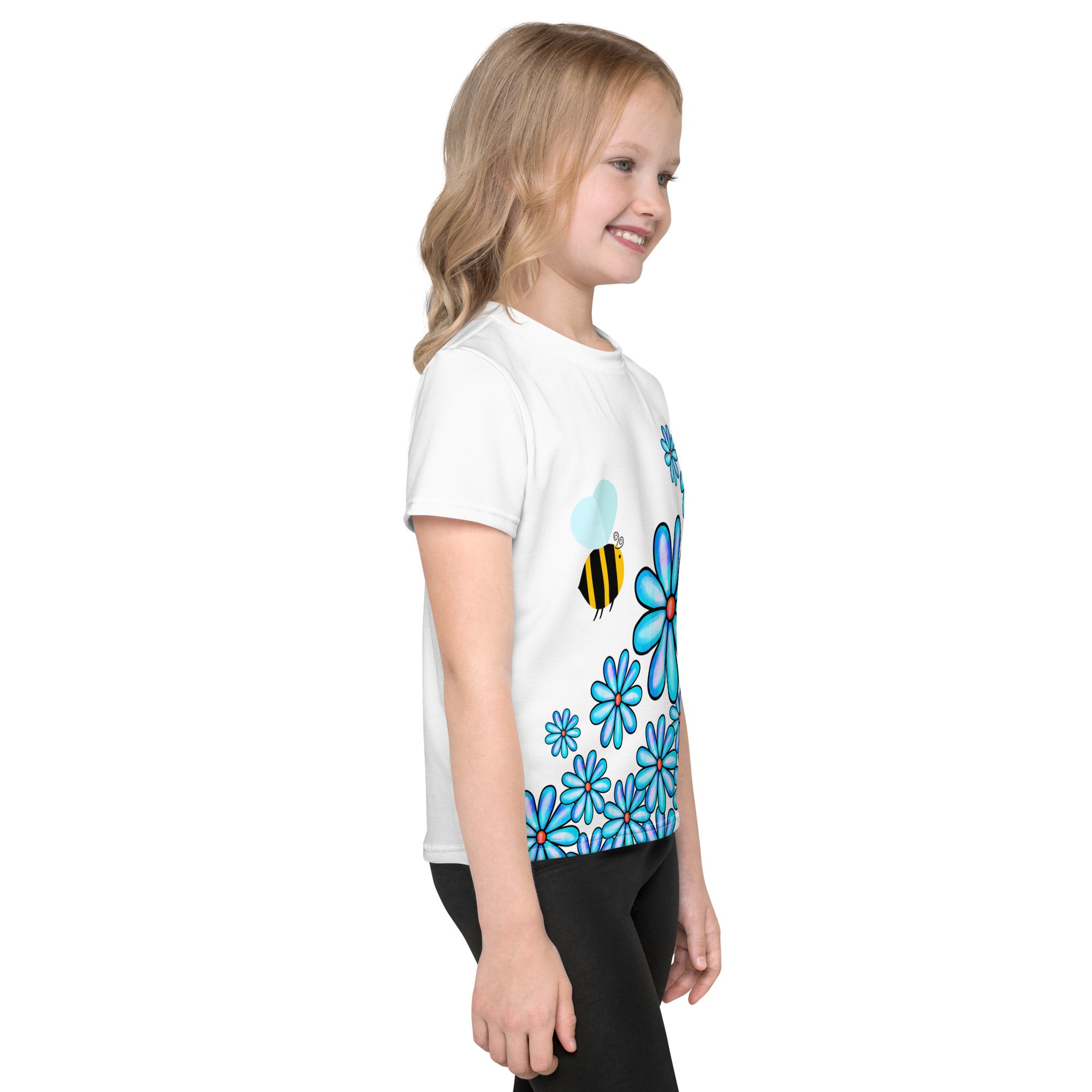 Kids crew neck t shirt Flower Doodle I