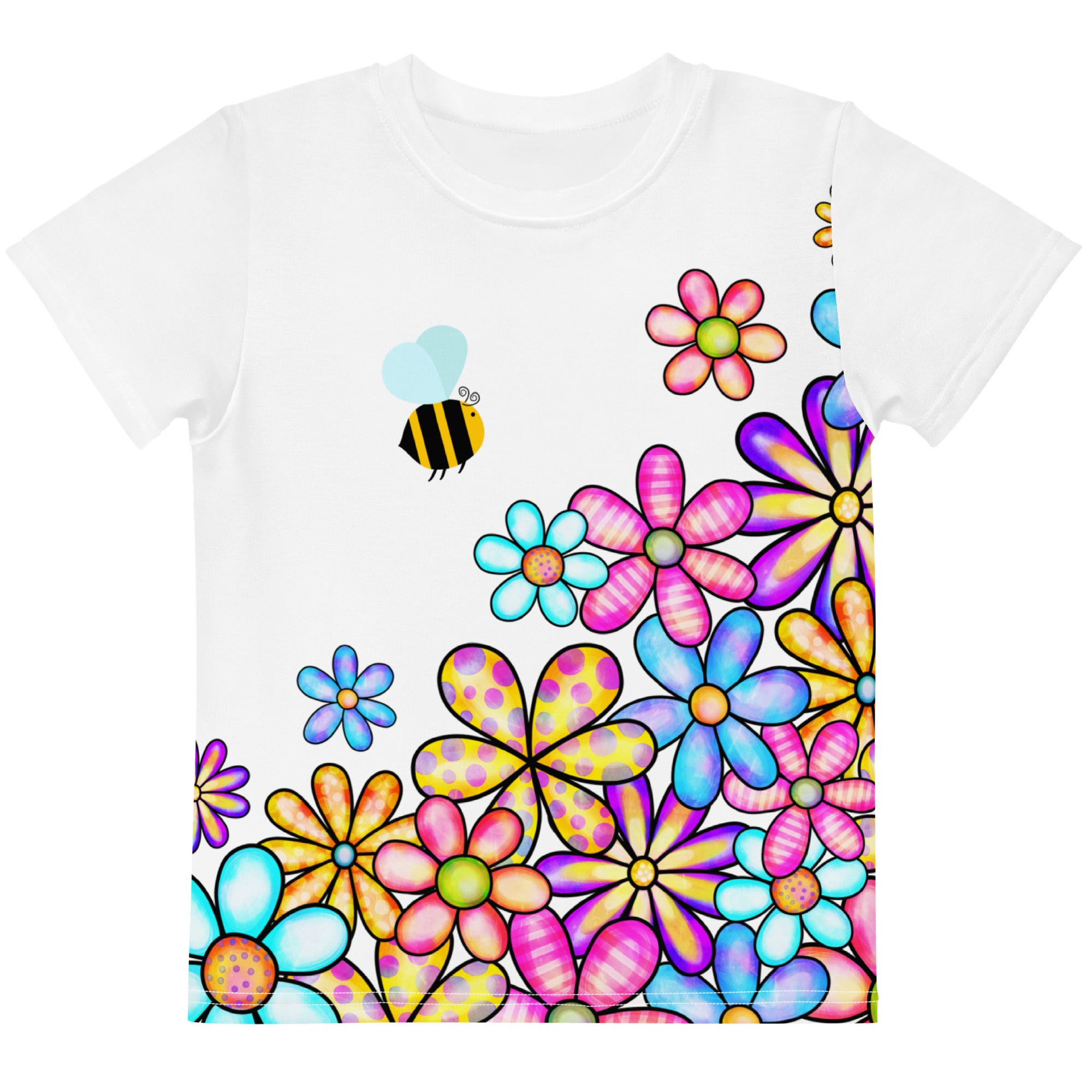 Kids crew neck t shirt Flower Doodle II