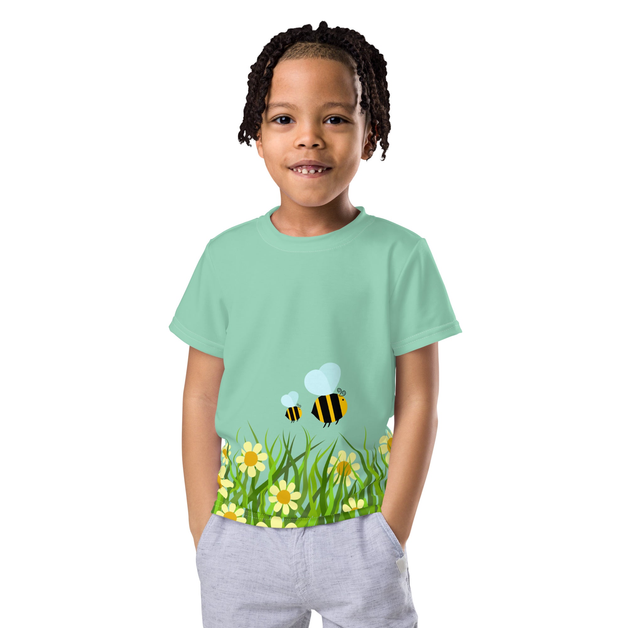 Kids crew neck t shirt Flower Garden I