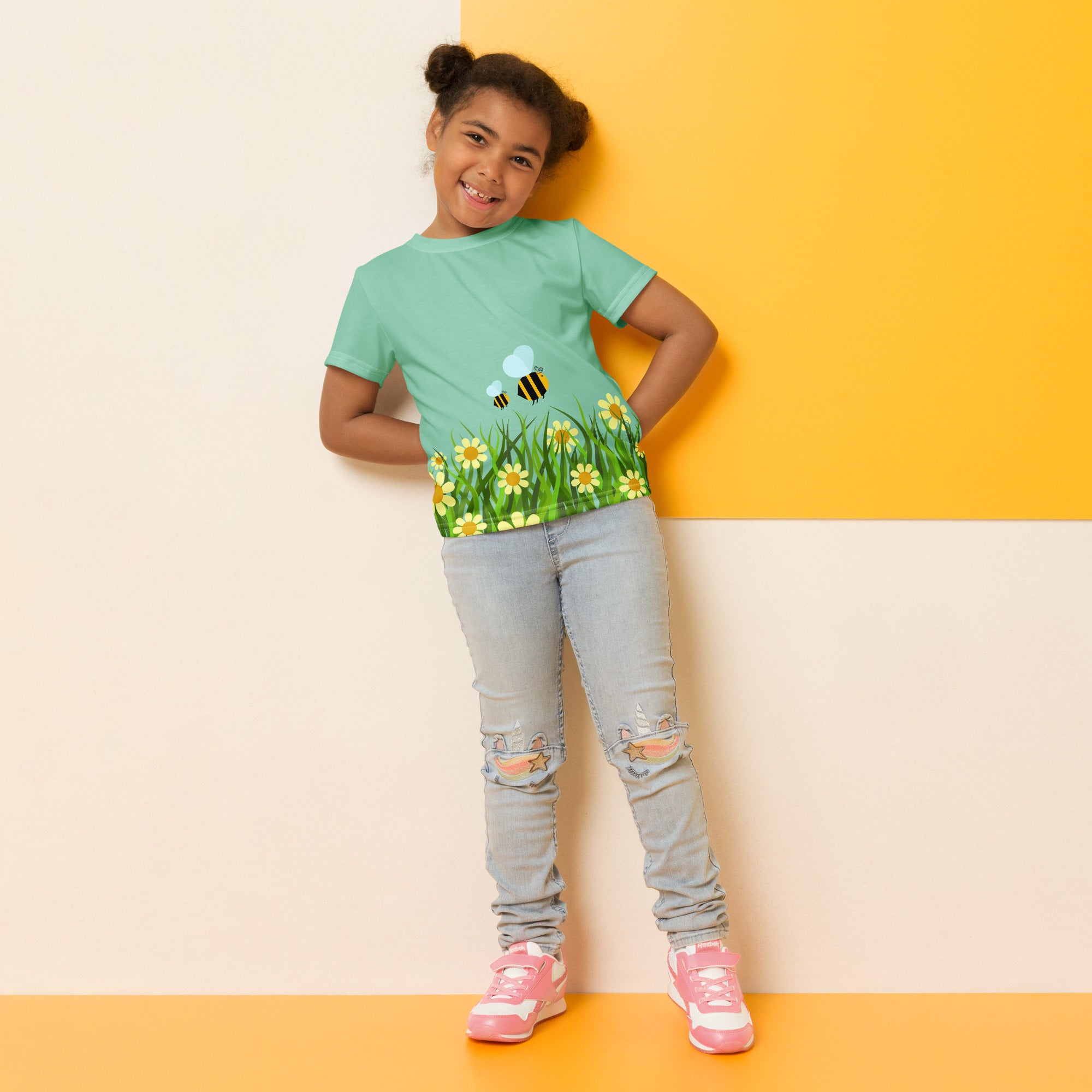 Kids crew neck t shirt Flower Garden I